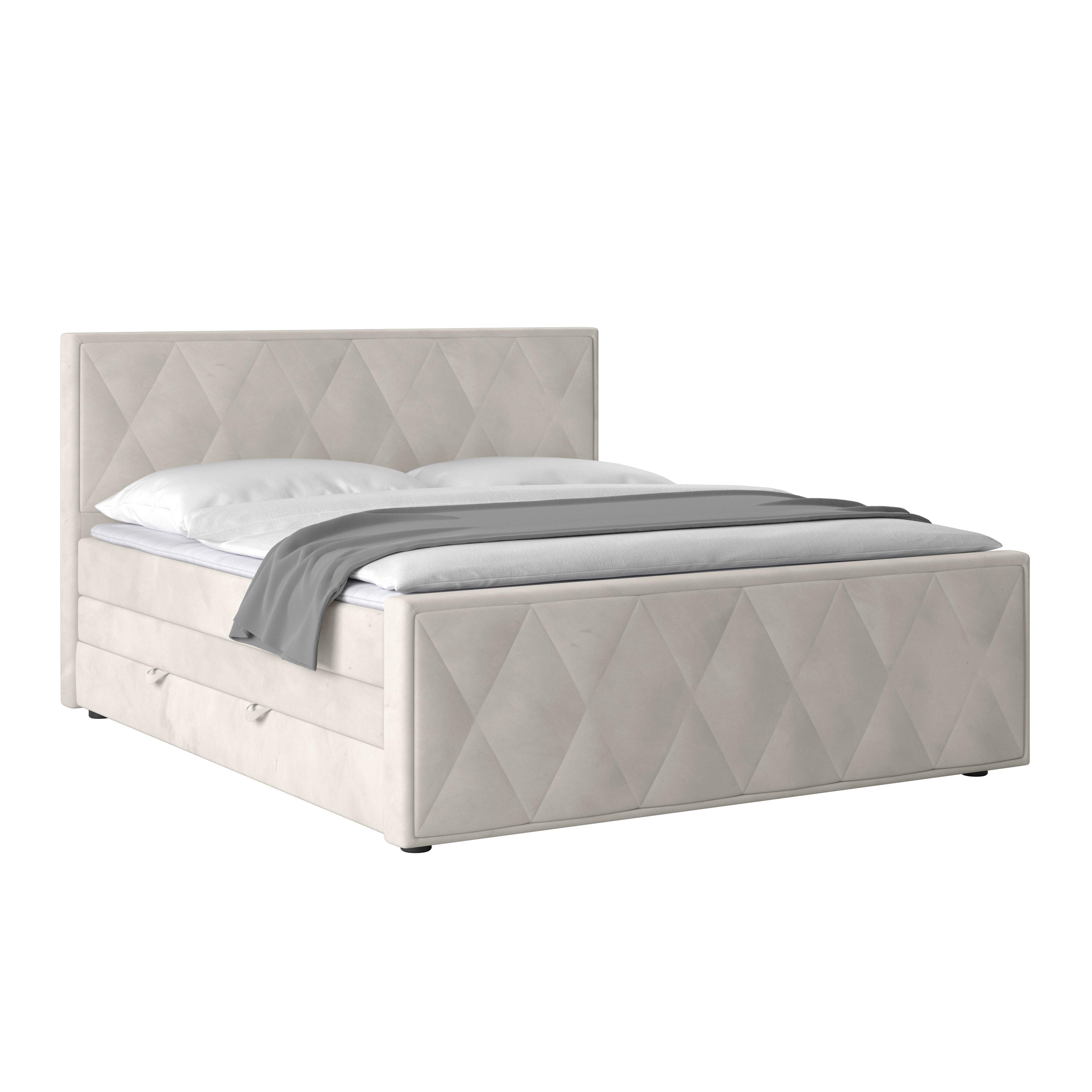 Boxspringbett mit Bettkasten Porto 180x200 cm Weiß - Schwarz/Weiß, MODERN, Karton/Holzwerkstoff (180/200cm) - MID.YOU