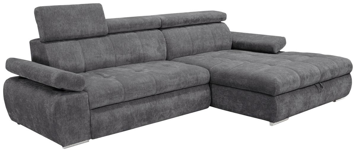 Rohová sedačka VEGAS, pravá, tmavosivá ženilka - strieborná/tmavosivá, Design, drevo/textil (294/173cm)