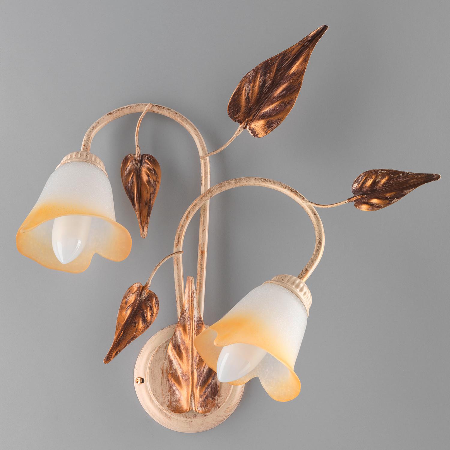 Wandleuchte 4647/Ap2 - Beige, Natur, Glas/Metall (40/40/48cm)