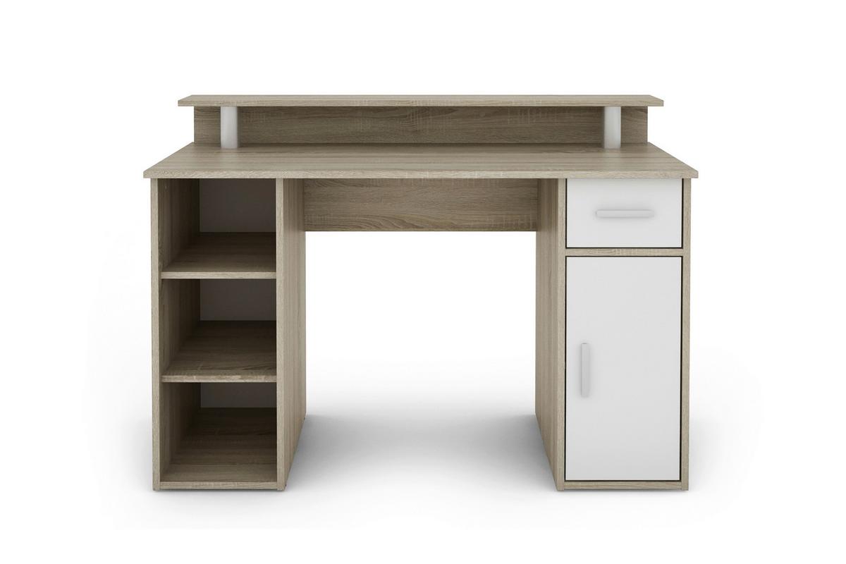 Schreibtisch Diego Sonoma Eiche Dekor B: 120 cm - Weiß/Sonoma Eiche, LIFESTYLE, Holzwerkstoff (120/55/88cm) - MID.YOU