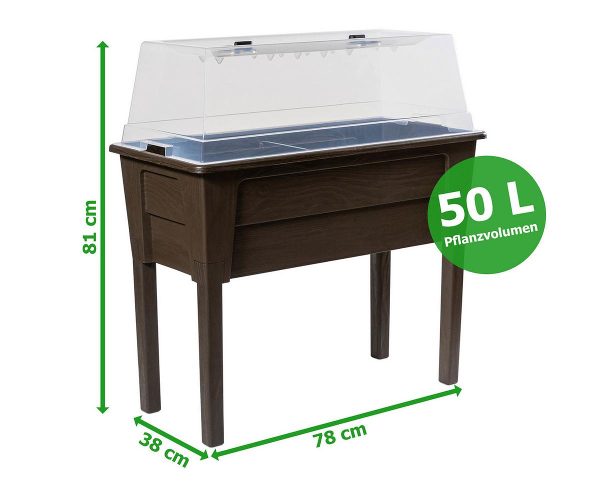 Hochbeet Kunststoff Victoria 78x81x38 cm Braun - Braun, Basics, Kunststoff (78/81/38cm)
