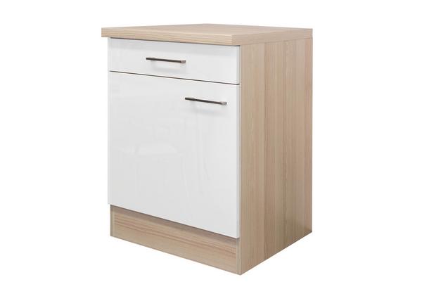 Küchenunterschrank in Holzdekor mit Arbeitsplatte