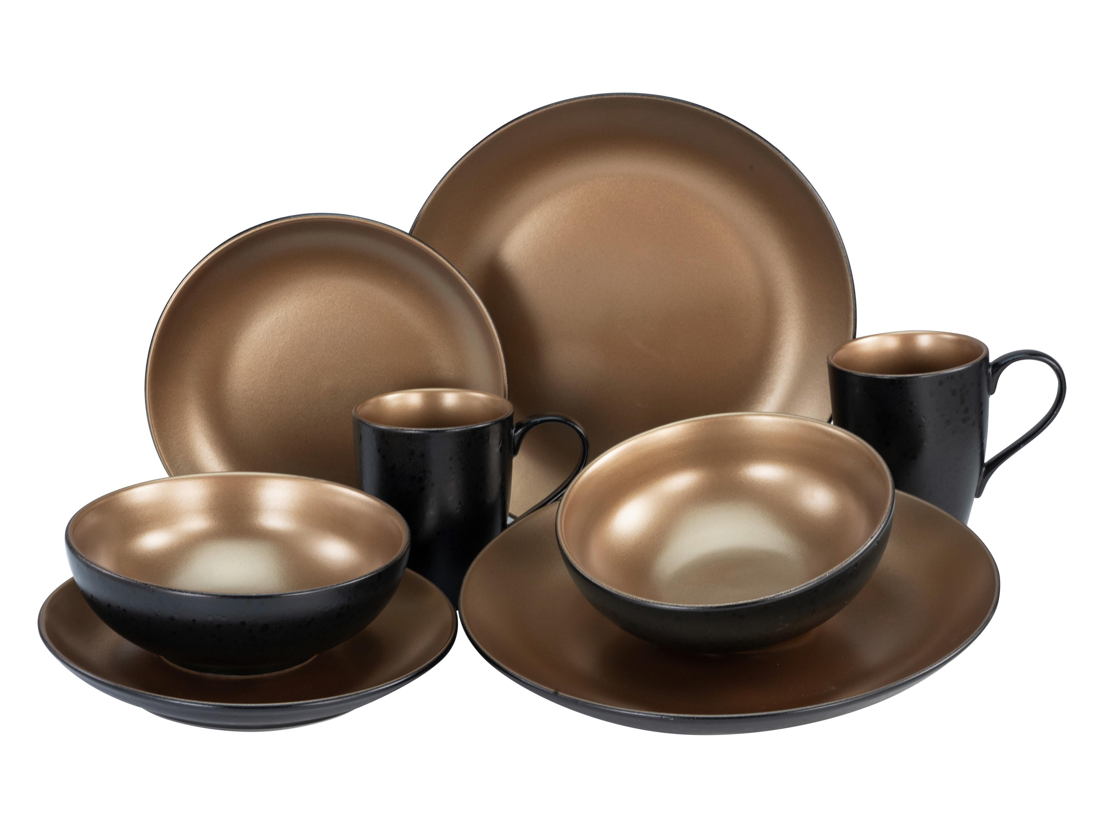 Kombinovaná souprava černá/zlatá - černá/barvy zlata, keramika (29,5/29,5/28cm) - Creatable
