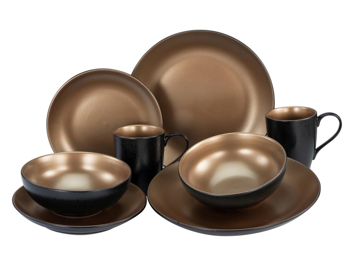 Kombinovaný servis čierna/zlatá - čierna/zlatá, keramika (29,5/29,5/28cm) - Creatable