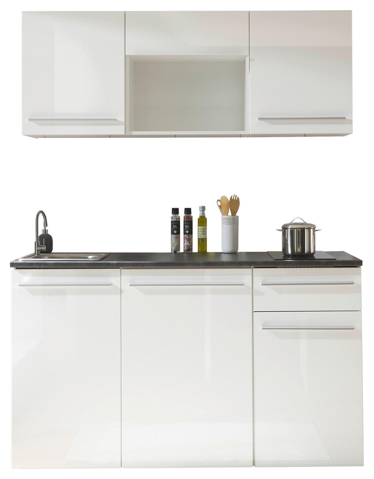 Kuchyňský blok bez spotřebičů JAZZ SINGLE - bílá/barvy stříbra, Trend, kompozitní dřevo/plast (160cm) - MID.YOU