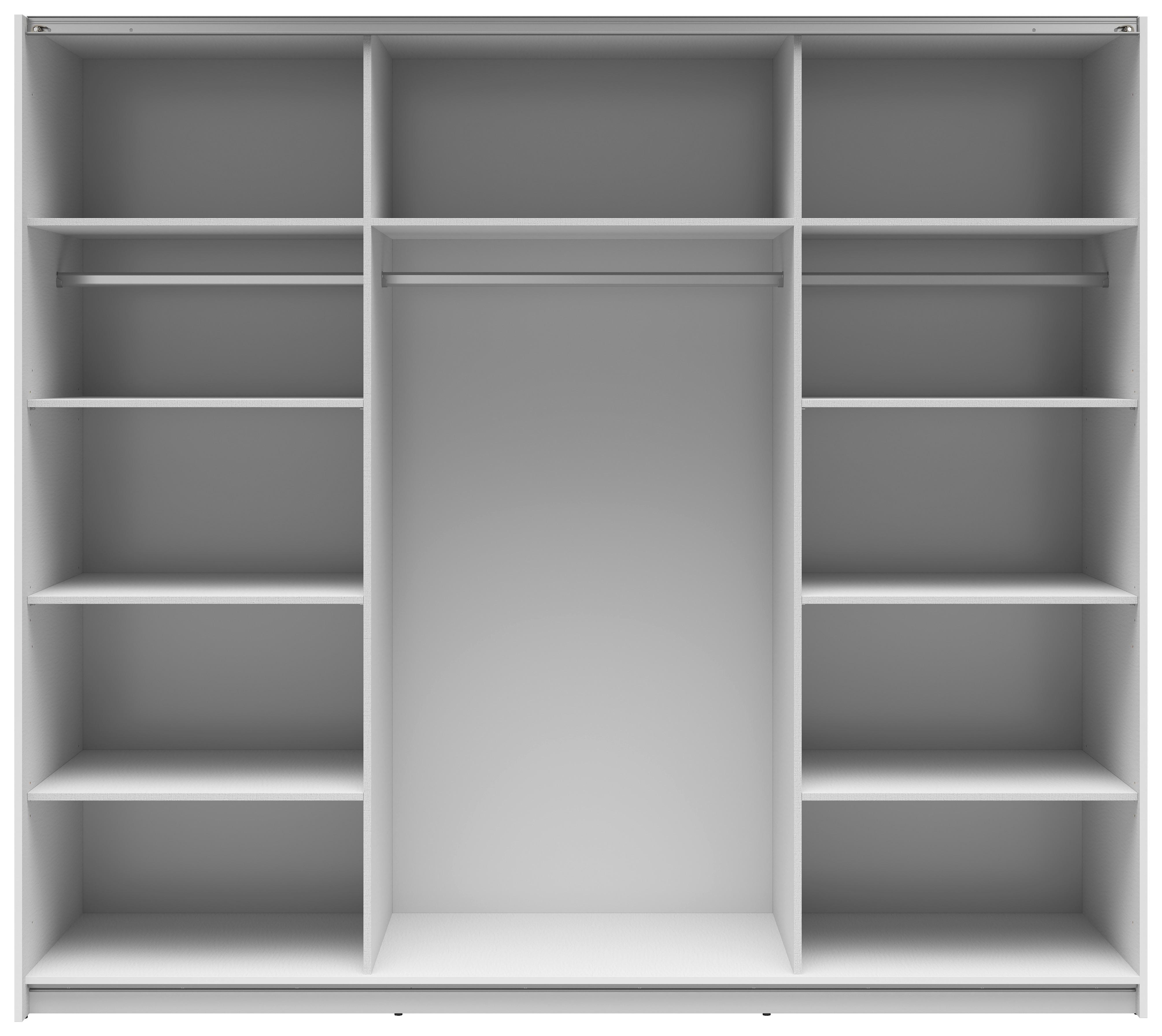 Schwebetürenschrank Tetrix - Klar/Weiß Hochglanz, MODERN, Glas/Holzwerkstoff (220/195,5/60cm) - MID.YOU