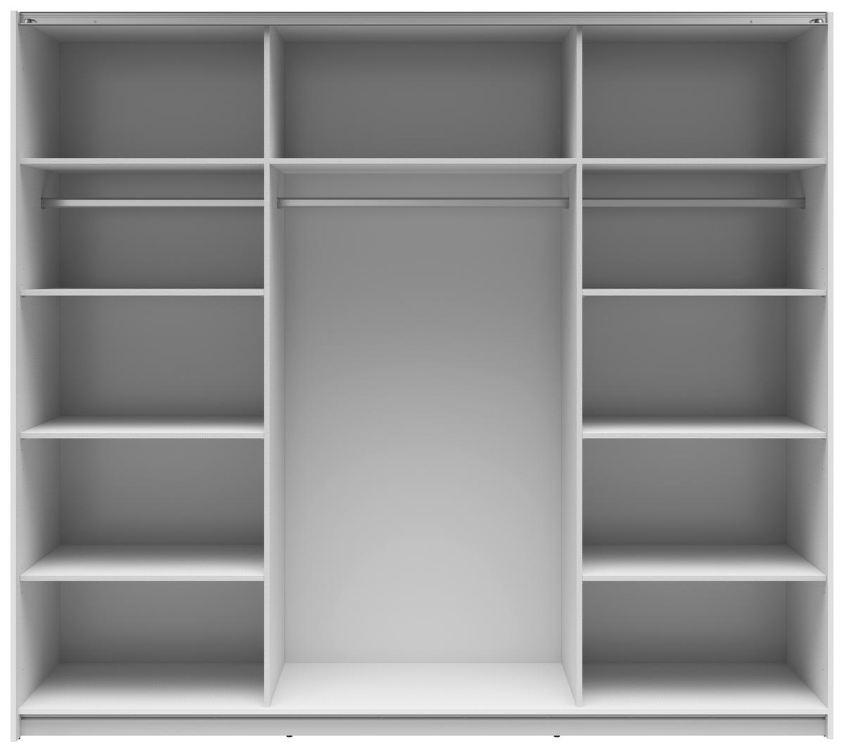 Tolóajtós Szekrény Tetrix 220/195 Cm - magasfényű fehér/átlátszó, Modern, faalapú anyag/Üveg (220/195,5/60cm) - MID.YOU