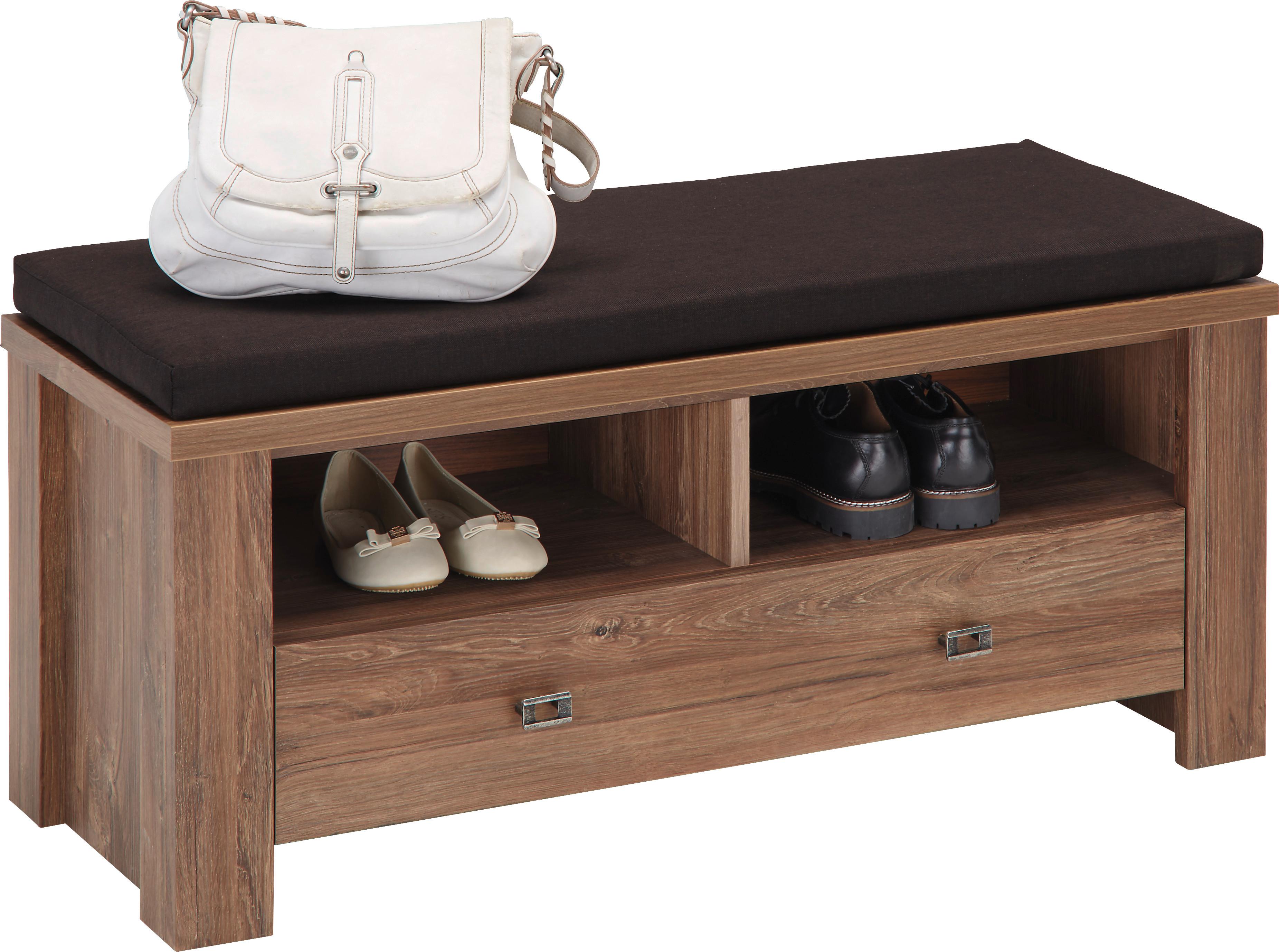 Šatní Lavice Brüssel - tmavě hnědá/barvy niklu, Lifestyle, kov/kompozitní dřevo (100/48/40cm) - Modern Living