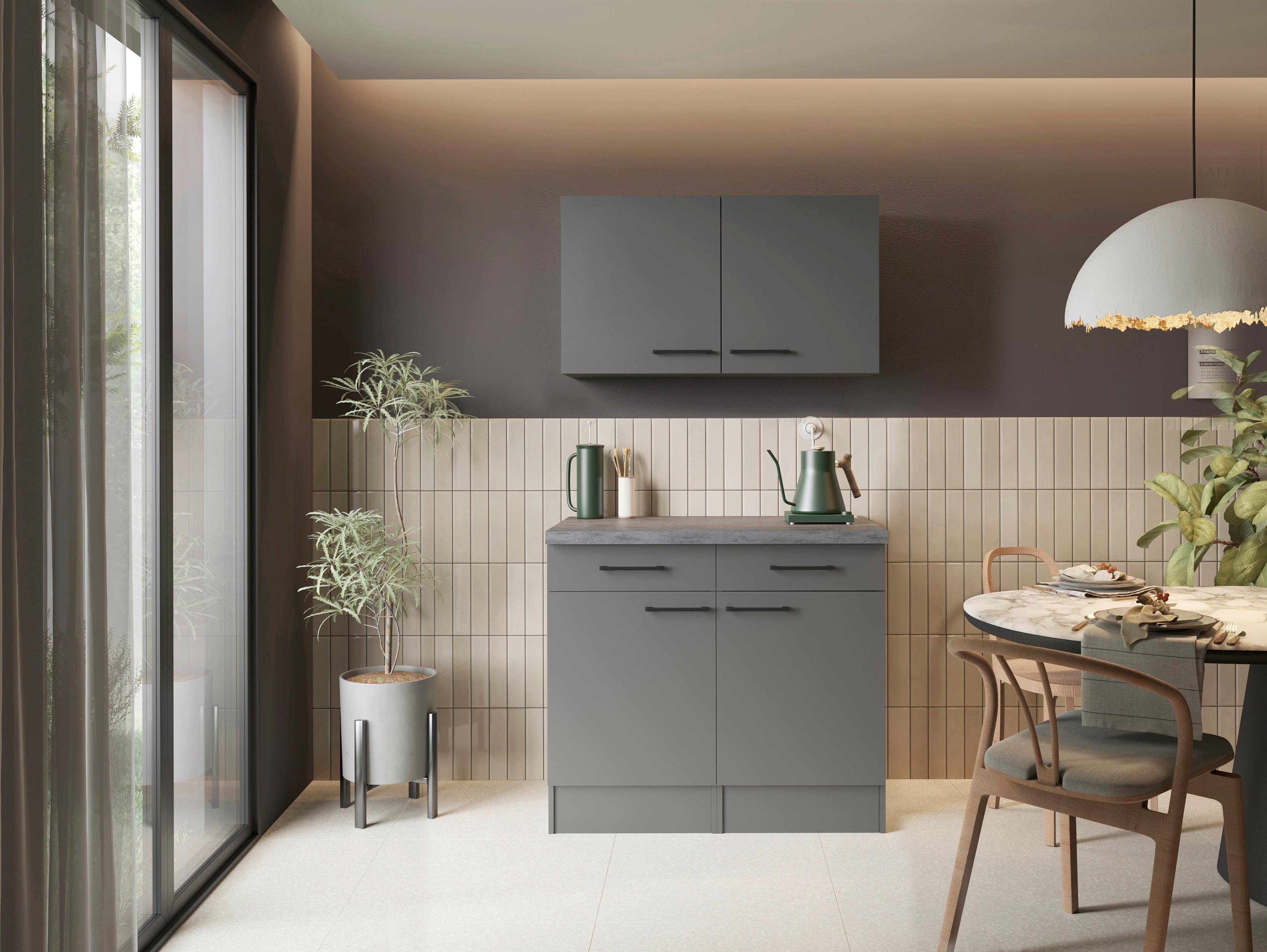 BUFFET Oliver, Grau B: 100 cm - Eiche Artisan/Grau, Trend, Holzwerkstoff (100/200/60cm) - Respekta