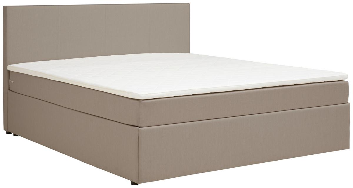 Boxbett mit Topper 200x200 cm Carolina - Sandfarben/Schwarz, Basics, Holz/Textil (200/200cm) - P & B