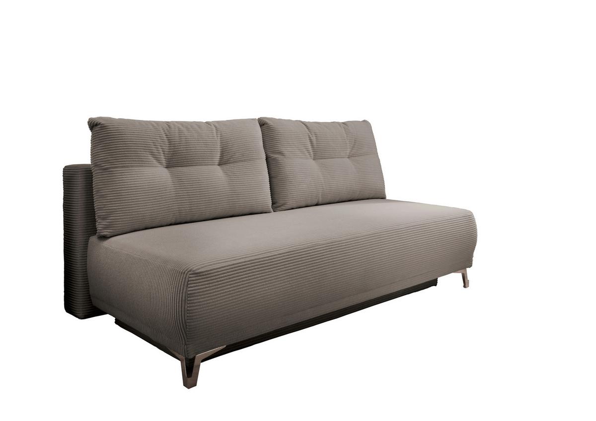 Schlafsofa Ari Graubraun Cord, B: 198 Cm - Chromfarben/Graubraun, MODERN, Textil (198/90/100cm) - Livetastic