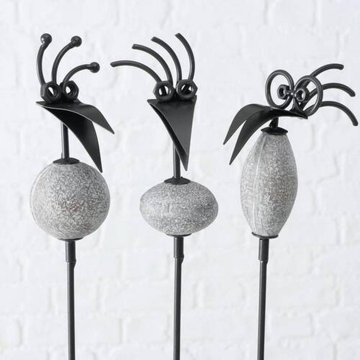 Gartenstecker Vogel L: 7,5 Cm Metall - Schwarz/Grau, Basics, Metall (7,5/4/100cm)