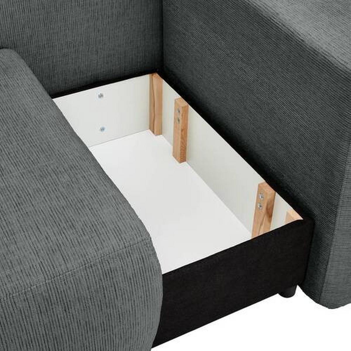 Chaiselongue Nello - Schwarz/Grau, KONVENTIONELL, Textil (171/73/93cm) - MID.YOU