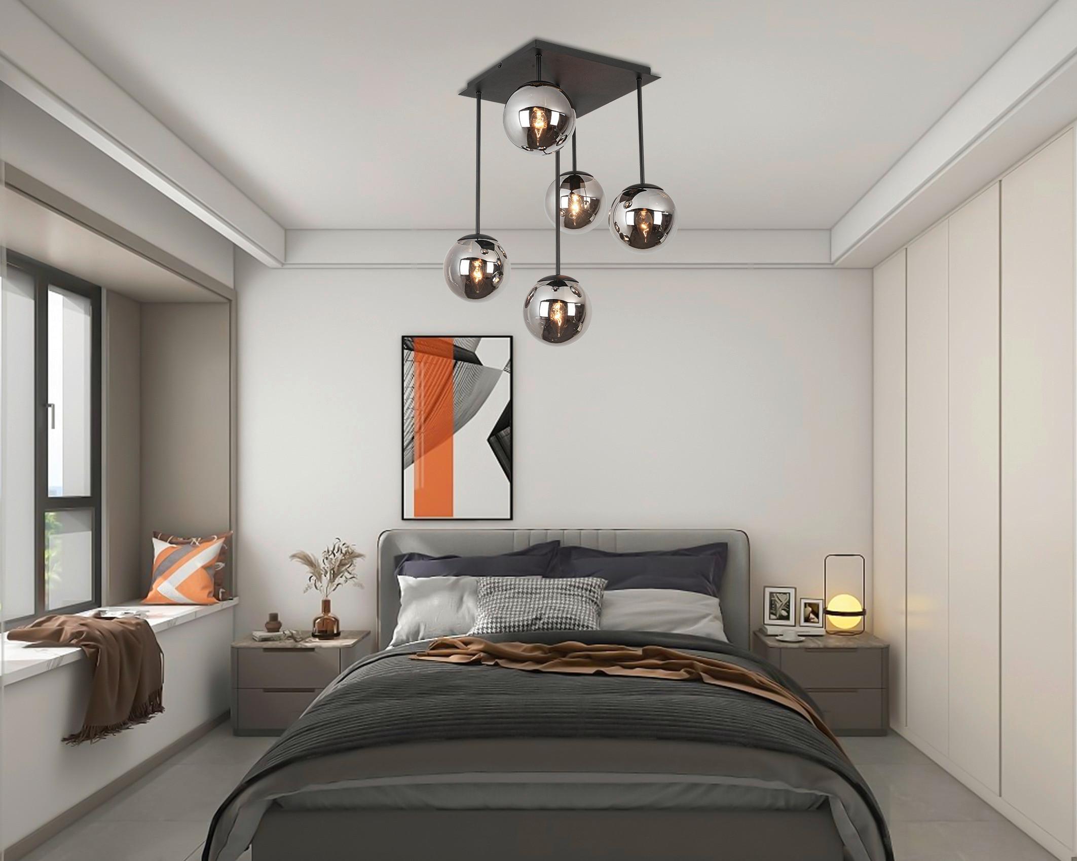 STROPNÉ SVIETIDLO LIP - čierna/chrómová, Modern, kov/sklo (41/41/61cm) - Mömax