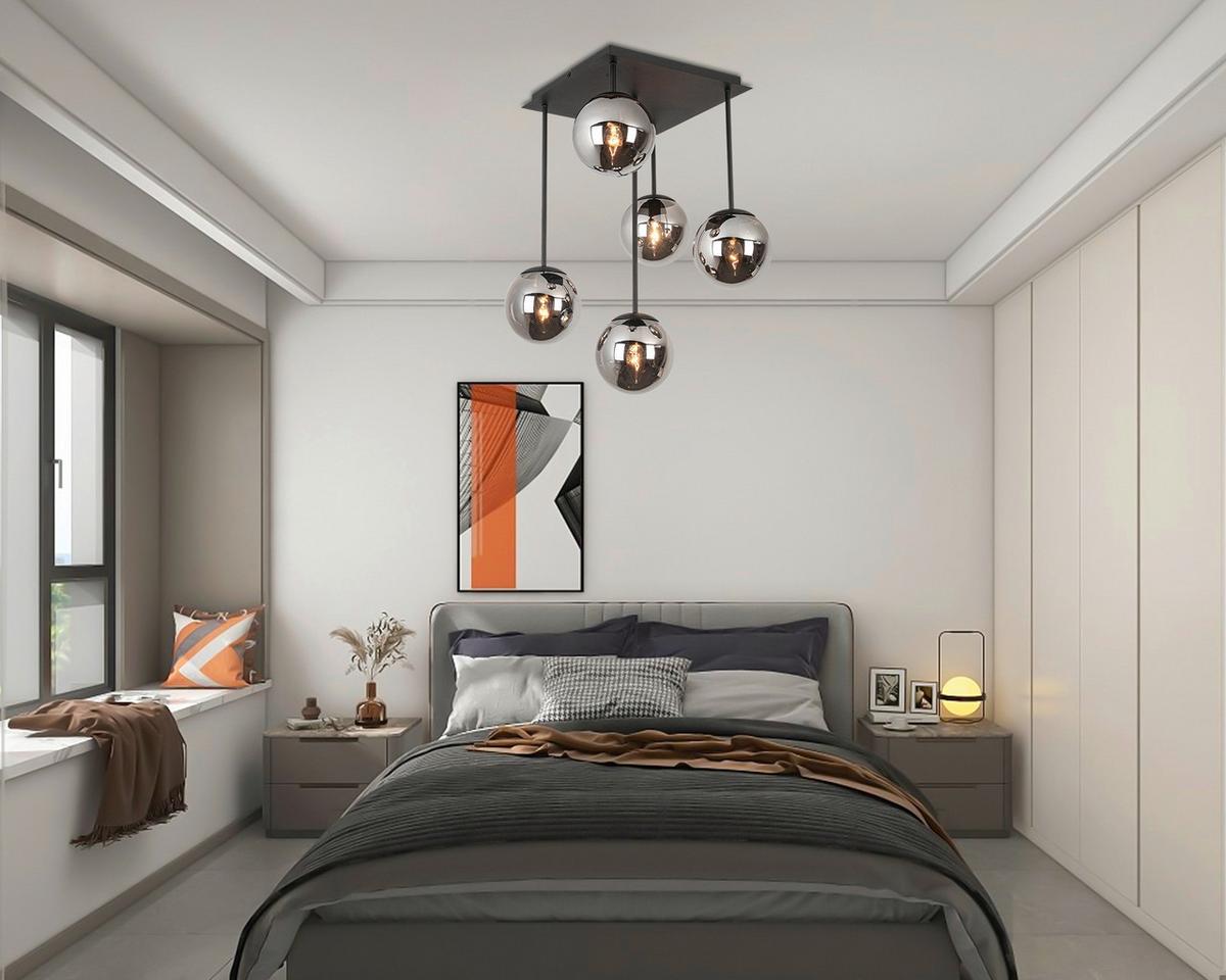 STROPNÉ SVIETIDLO LIP - čierna/chrómová, Modern, kov/sklo (41/41/61cm) - Mömax