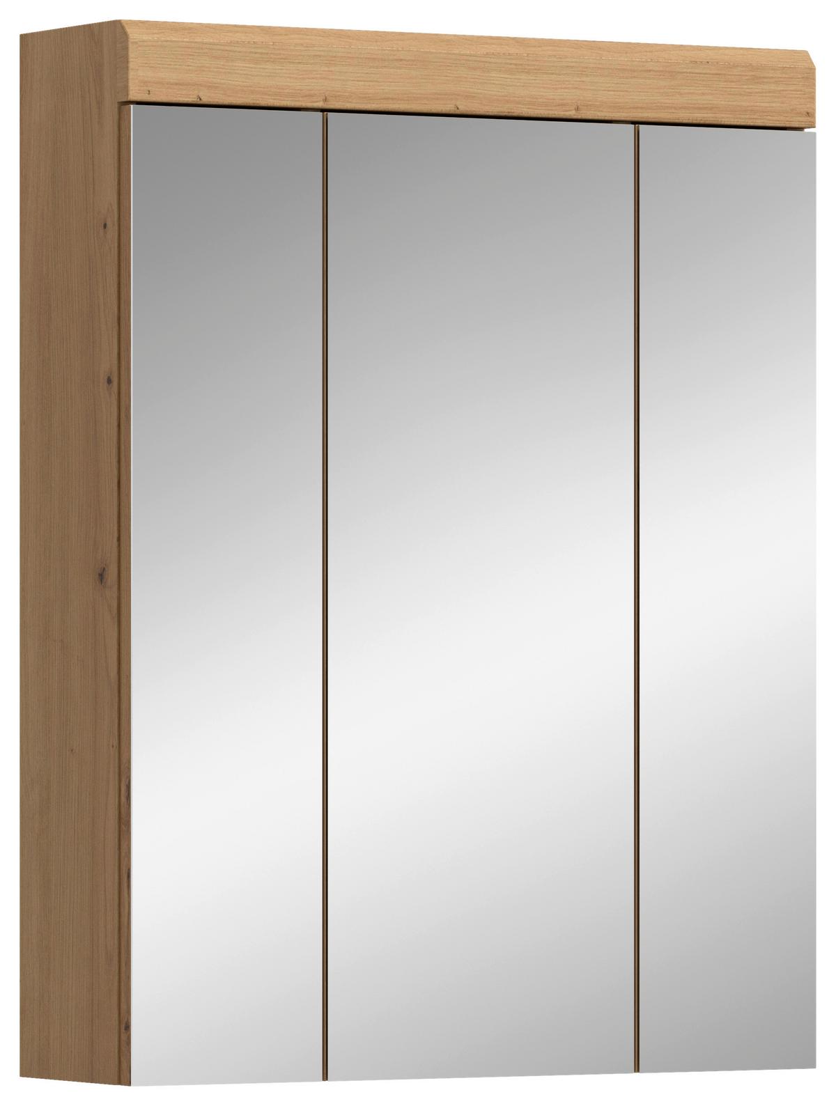 Spiegelschrank Scout Eiche Artisan Dekor B: 60 cm - Salbeigrün/Eiche Artisan, MODERN, Glas/Holzwerkstoff (60/79/18cm) - MID.YOU