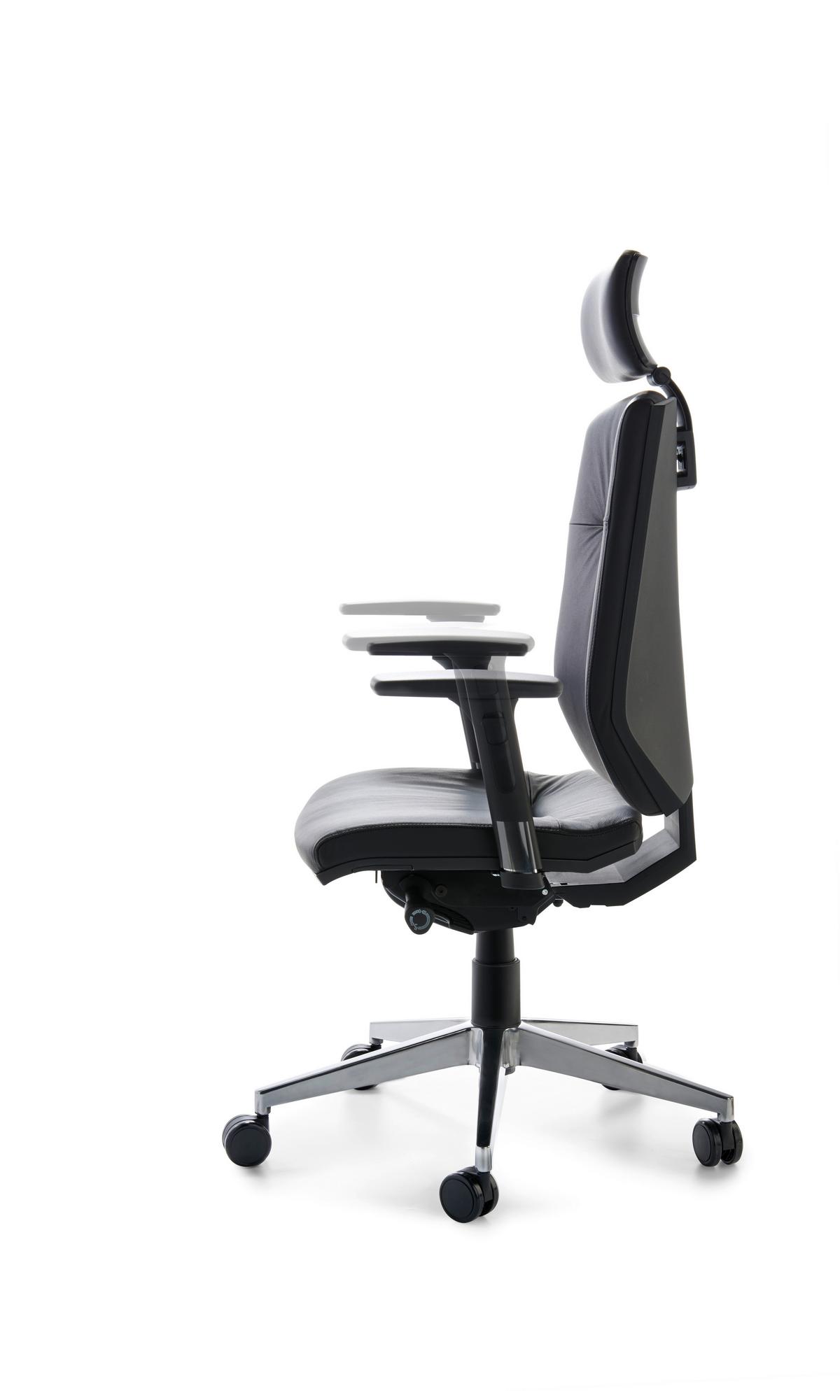 Drehstuhl Mycontract Schwarz B: 66 Cm - Chromfarben/Schwarz, ROMANTIK / LANDHAUS, Leder/Holz (66/123-141/62cm) - MID.YOU