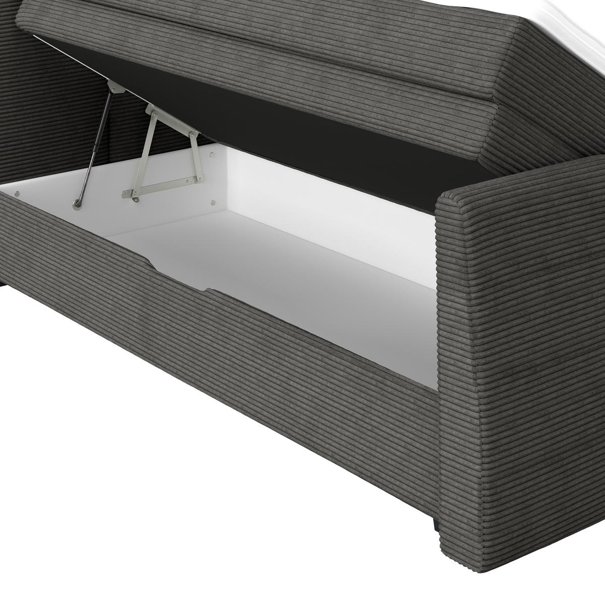 Boxspringbett Libra - Dunkelgrau/Schwarz, KONVENTIONELL, Textil (160/200cm)