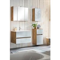 Badmöbel-Set 5-Tlg. inkl. LED Helsinki, Weiß/Eiche - Eichefarben/Weiß, KONVENTIONELL, Glas/Holzwerkstoff (120cm) - Held