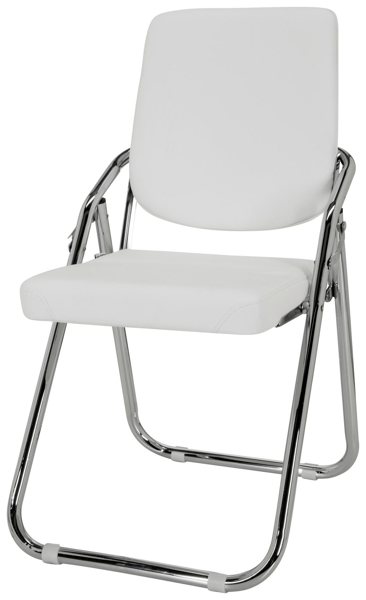 Besucherstuhl Esto Weiß Klappbar - Chromfarben/Weiß, Basics, Textil/Metall (46/90/40cm) - MID.YOU