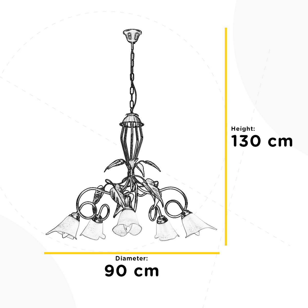 KRONLEUCHTER 4620/5 MIRANDA - Bronzefarben/Olivgrün, KONVENTIONELL, Glas/Metall (90/130cm)