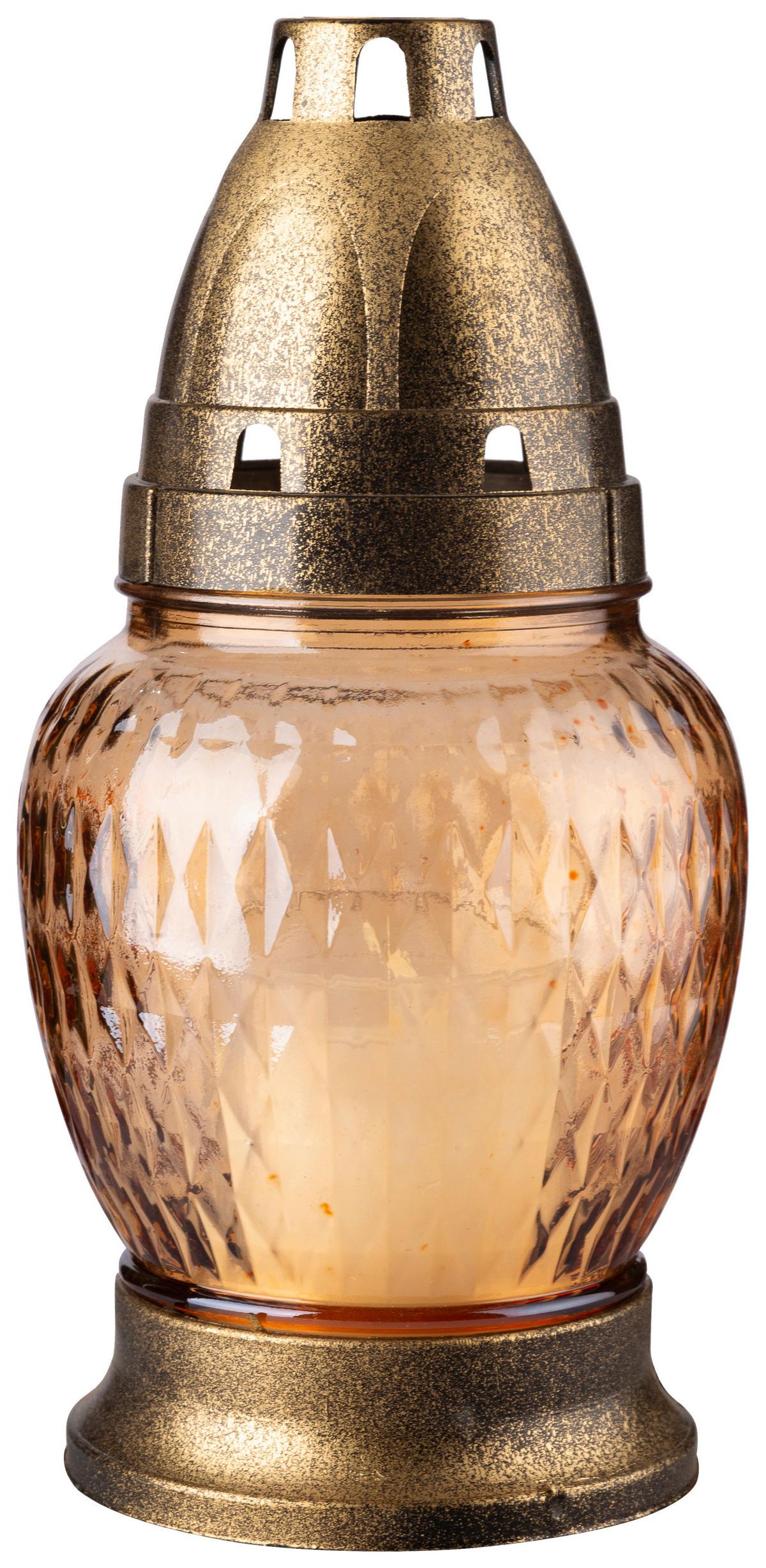 Kegyeleti Mécses La 351 - borostyánszínű/szürke, Üveg/fém