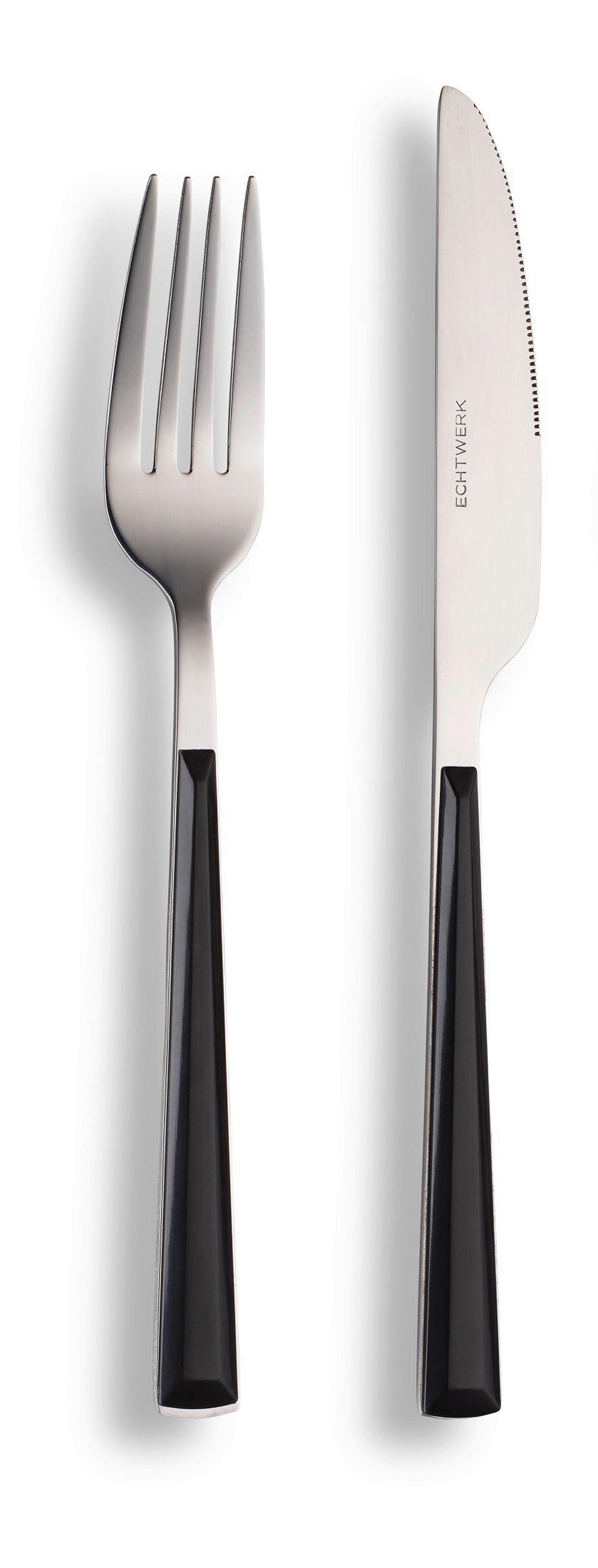Besteckset 16-teilig Für 4 Personen - Silberfarben/Schwarz, Basics, Metall - Echtwerk