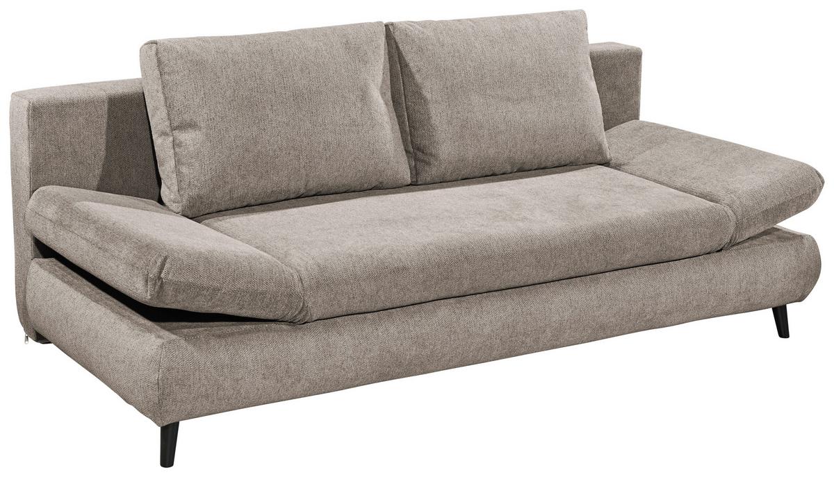 Schlafsofa Sunny 3dl Taupe B: 212 Cm - Taupe/Schwarz, KONVENTIONELL, Holzwerkstoff/Textil (212/88/101cm) - MID.YOU