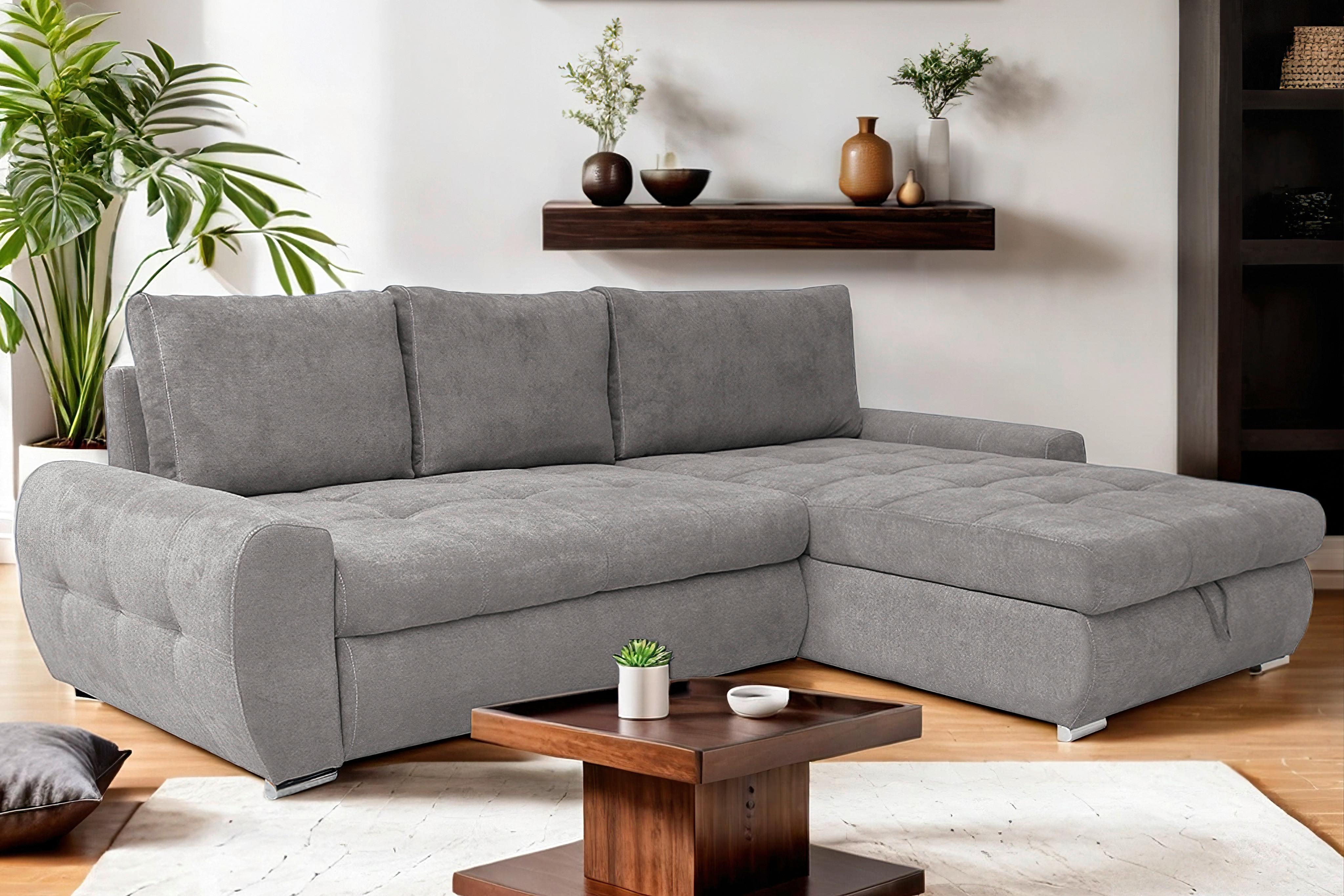 Ecksofa Mit Schlaffunktion Solar Fango 277x175 Cm - Chromfarben/Fango, Design, Textil (277/175cm) - Livetastic