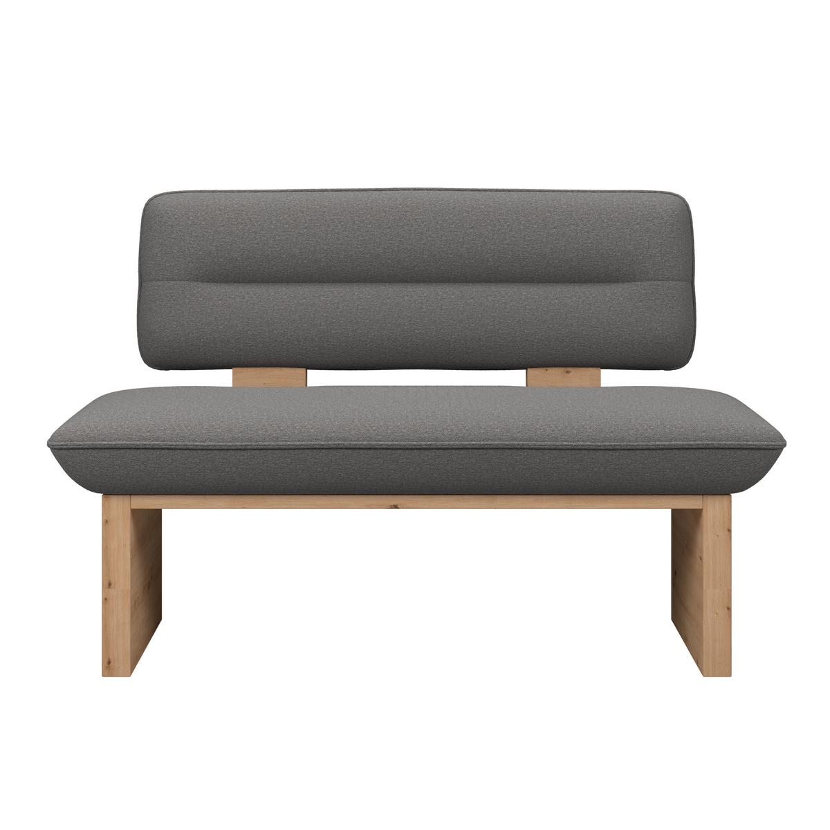 Sitzbank Beluna II Webstoff dunkelgrau, B: 140cm - Eichefarben/Dunkelgrau, KONVENTIONELL, Holzwerkstoff/Textil (140/87/67cm) - James Wood