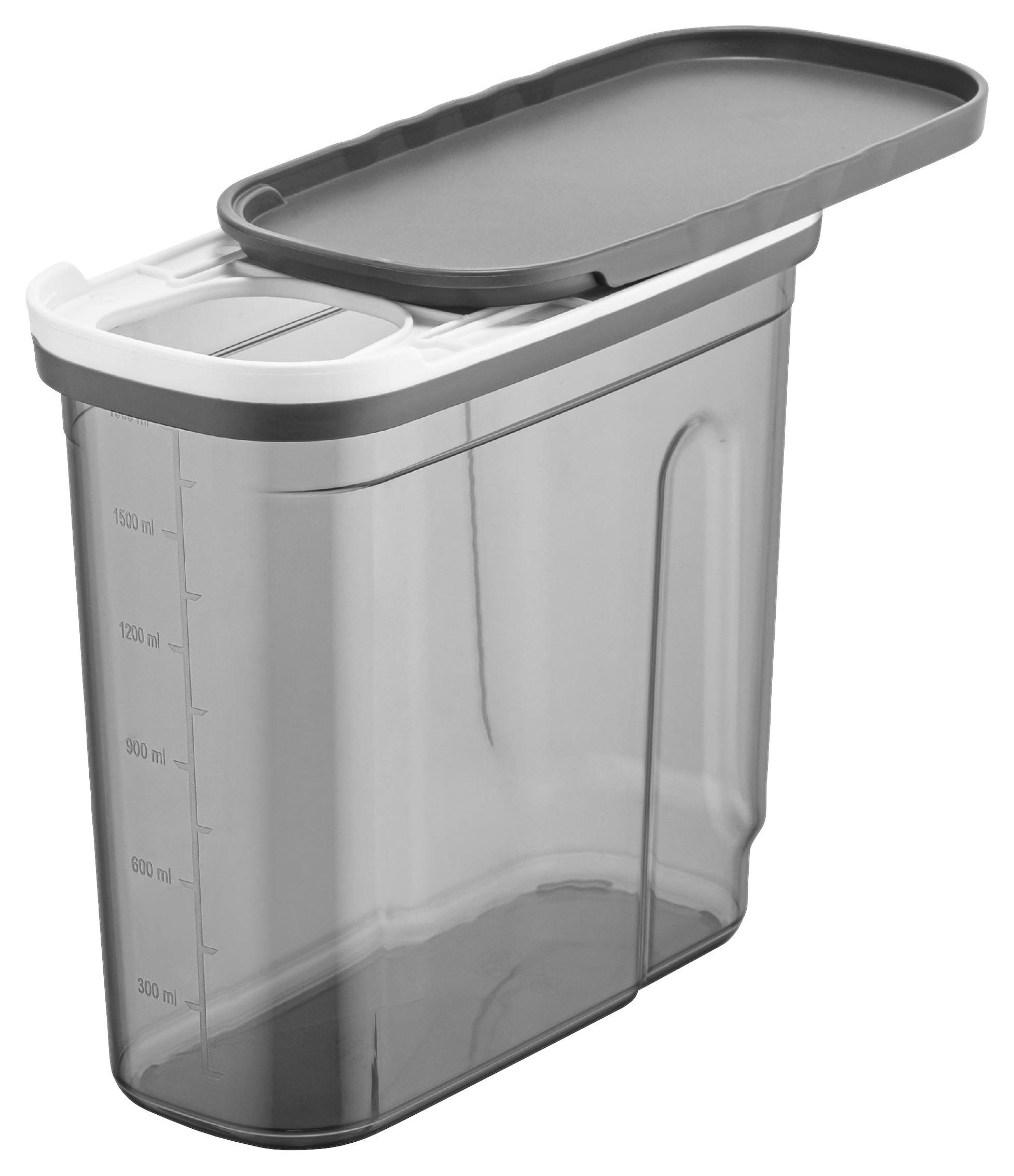 Dóza na suché potraviny Blacky, 1,8l - čiré/antracitová, Moderní, plast (19,9/9,5/18cm) - Mömax