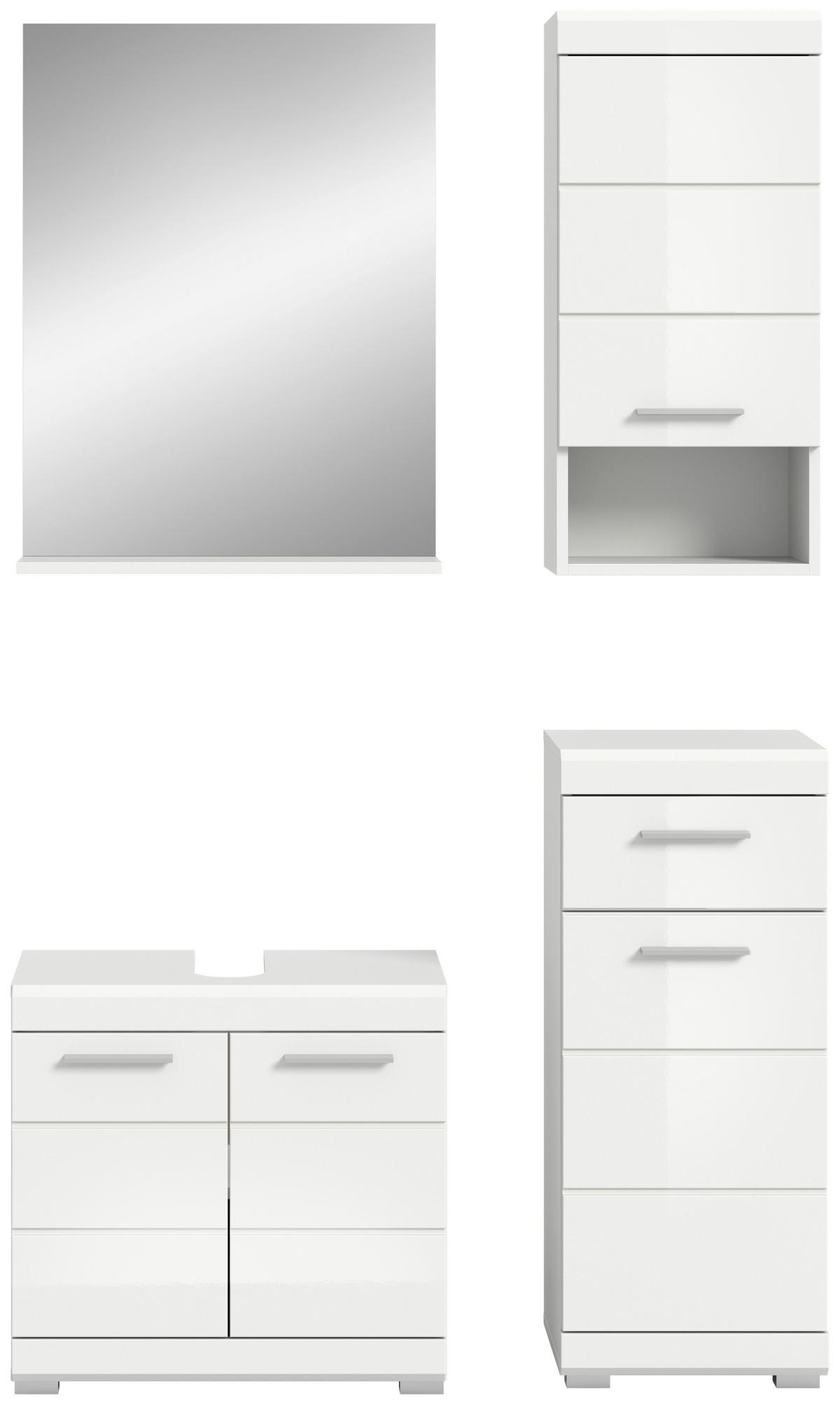 Badezimmer Scout Weiß B: 97 Cm - Weiß Hochglanz/Silberfarben, MODERN, Glas/Holzwerkstoff (97cm) - MID.YOU