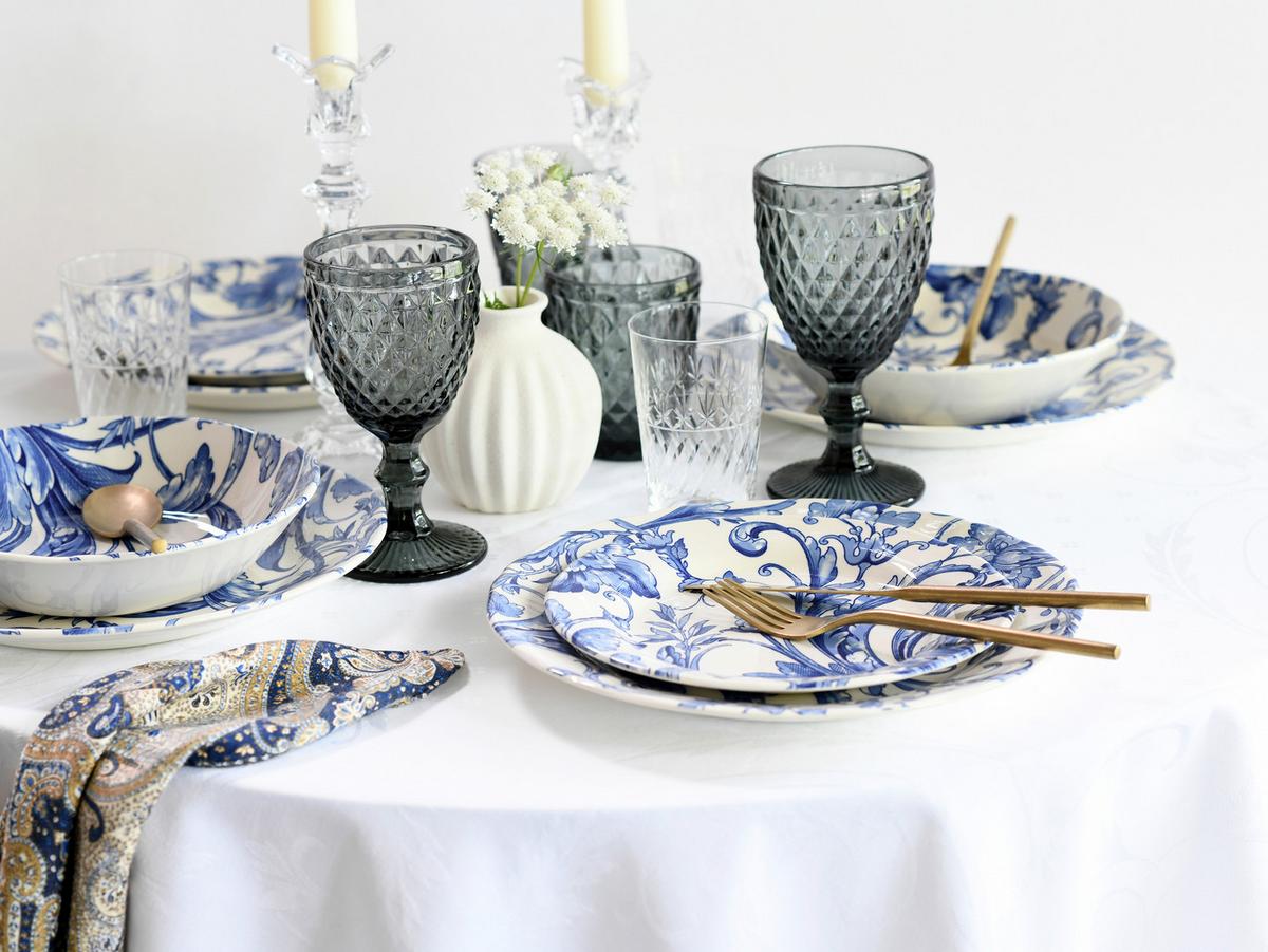 Tafelservice Venecia Blau Blau, Weiß L: 31 Cm - Blau/Weiß, Basics, Keramik (31/30/32cm) - Creatable
