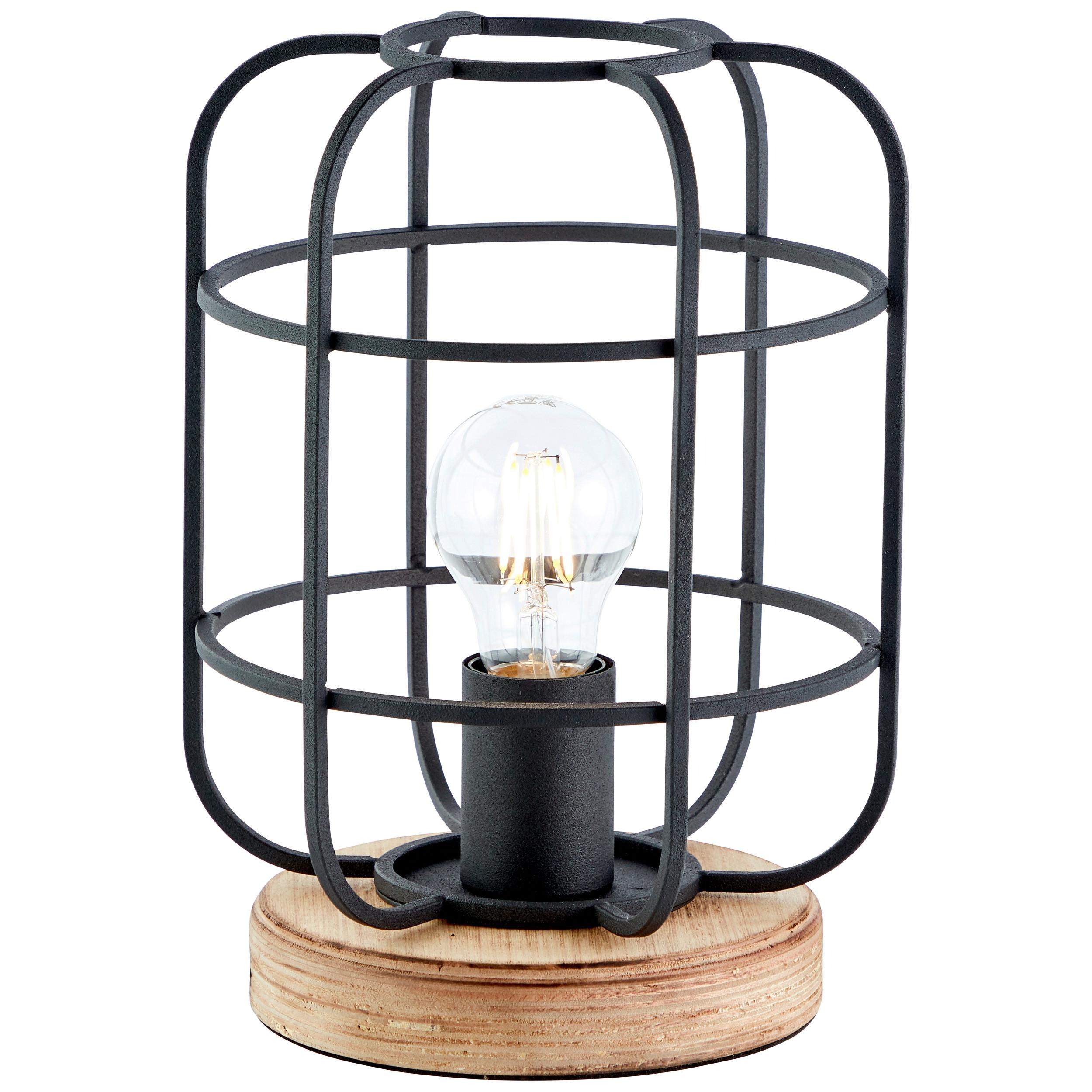 Tischleuchte 93056/66 Gwen - Schwarz/Braun, Design, Holz/Metall (20/26,5cm) - Brilliant