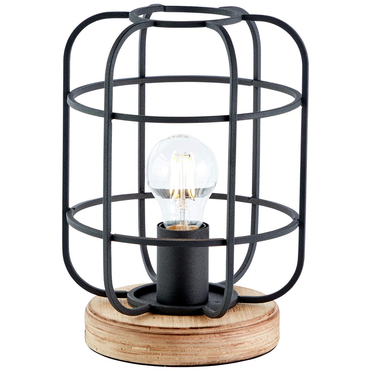 Tischleuchte 93056/66 Gwen - Schwarz/Braun, Design, Holz/Metall (20/26,5cm) - Brilliant