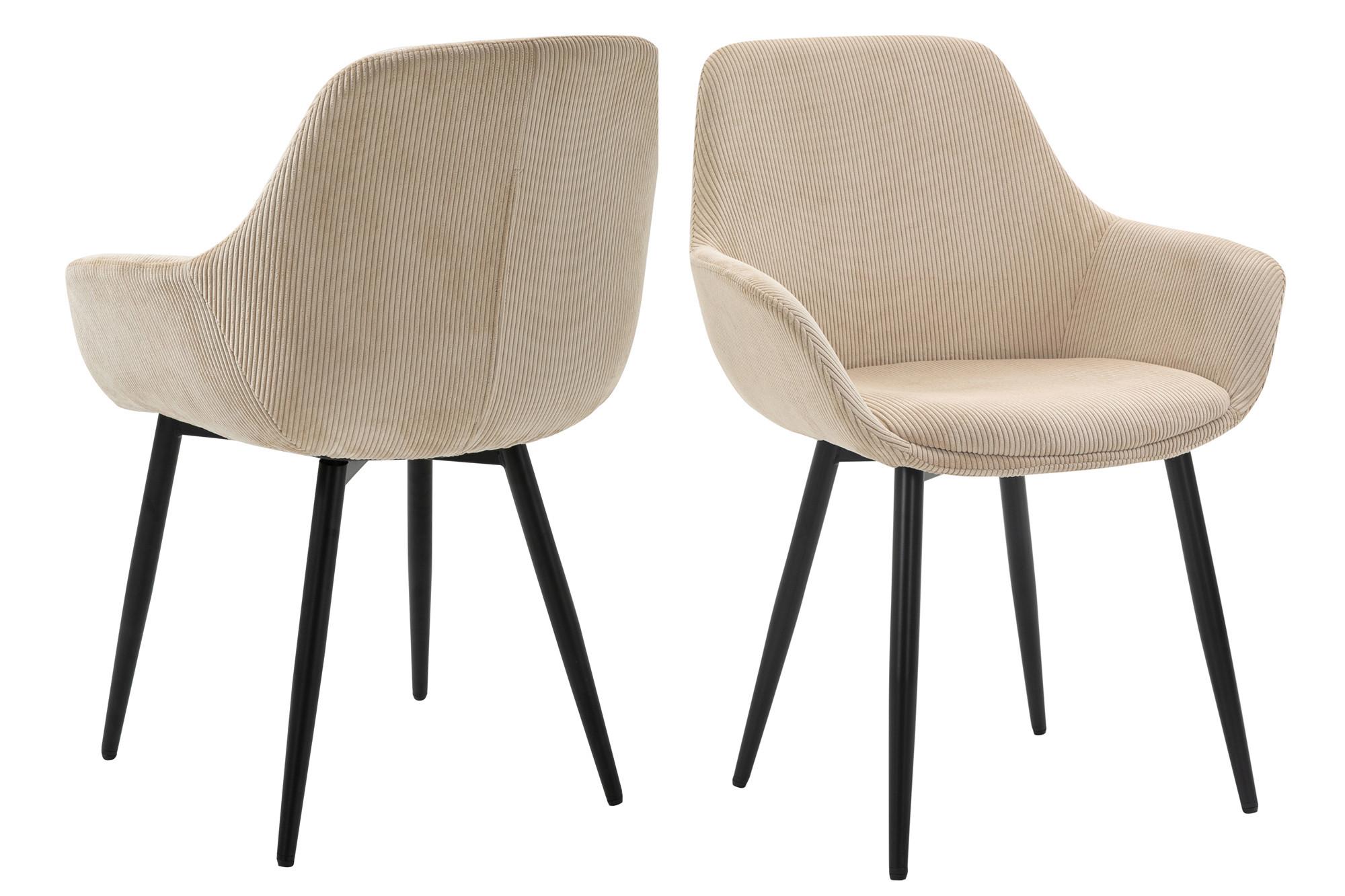 Armlehnstuhl-Set Beige B: 64 cm - Beige/Schwarz, MODERN, Textil/Metall (64/86/59cm) - Livetastic