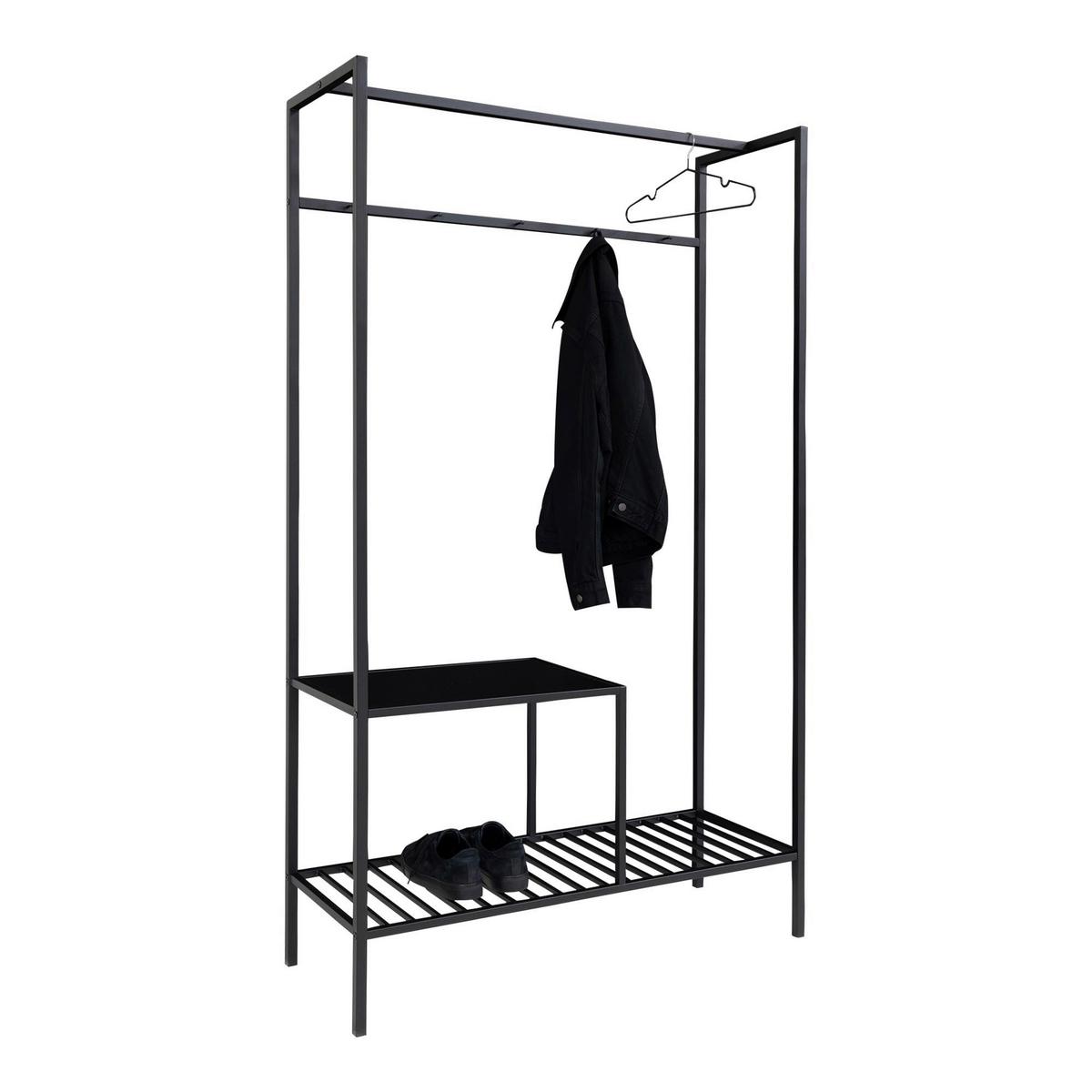 GARDEROBE Vita Schwarz B: 101cm - Schwarz, Basics, Holzwerkstoff/Metall (101/170/38cm) - MID.YOU