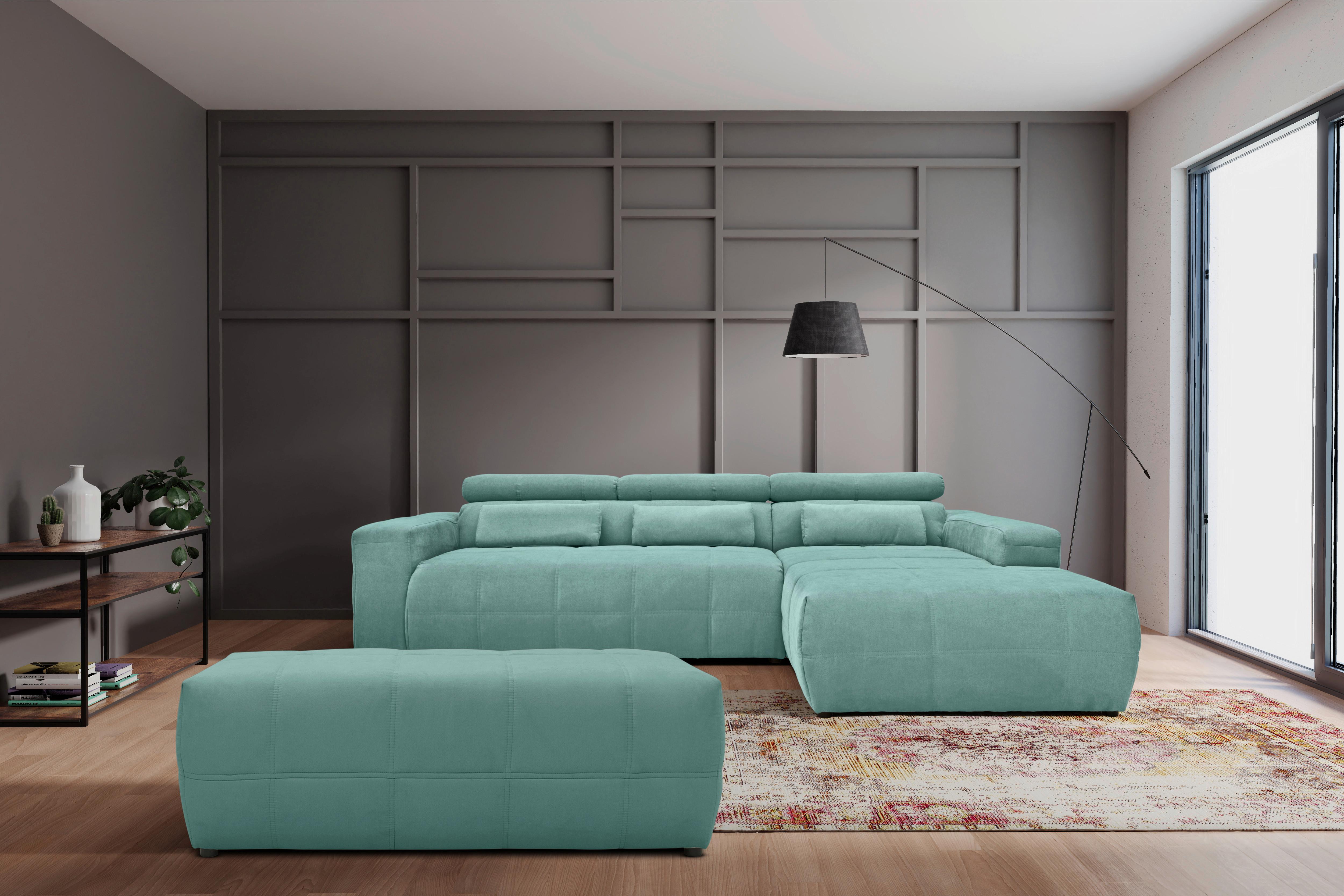 Hocker Brandon Mintgrün Sitz Gepolstert H: 60 Cm - Schwarz/Mintgrün, Design, Textil (150/60/40cm) - MID.YOU