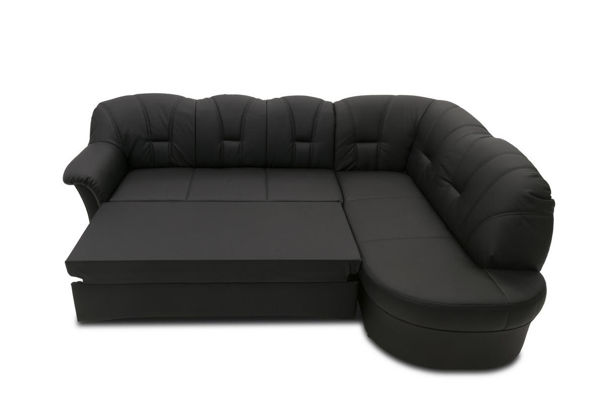 Ecksofa Mit Schlaffunktion Papenburg Schwarz Lederlook - Schwarz, KONVENTIONELL, Textil (243/180cm) - MID.YOU