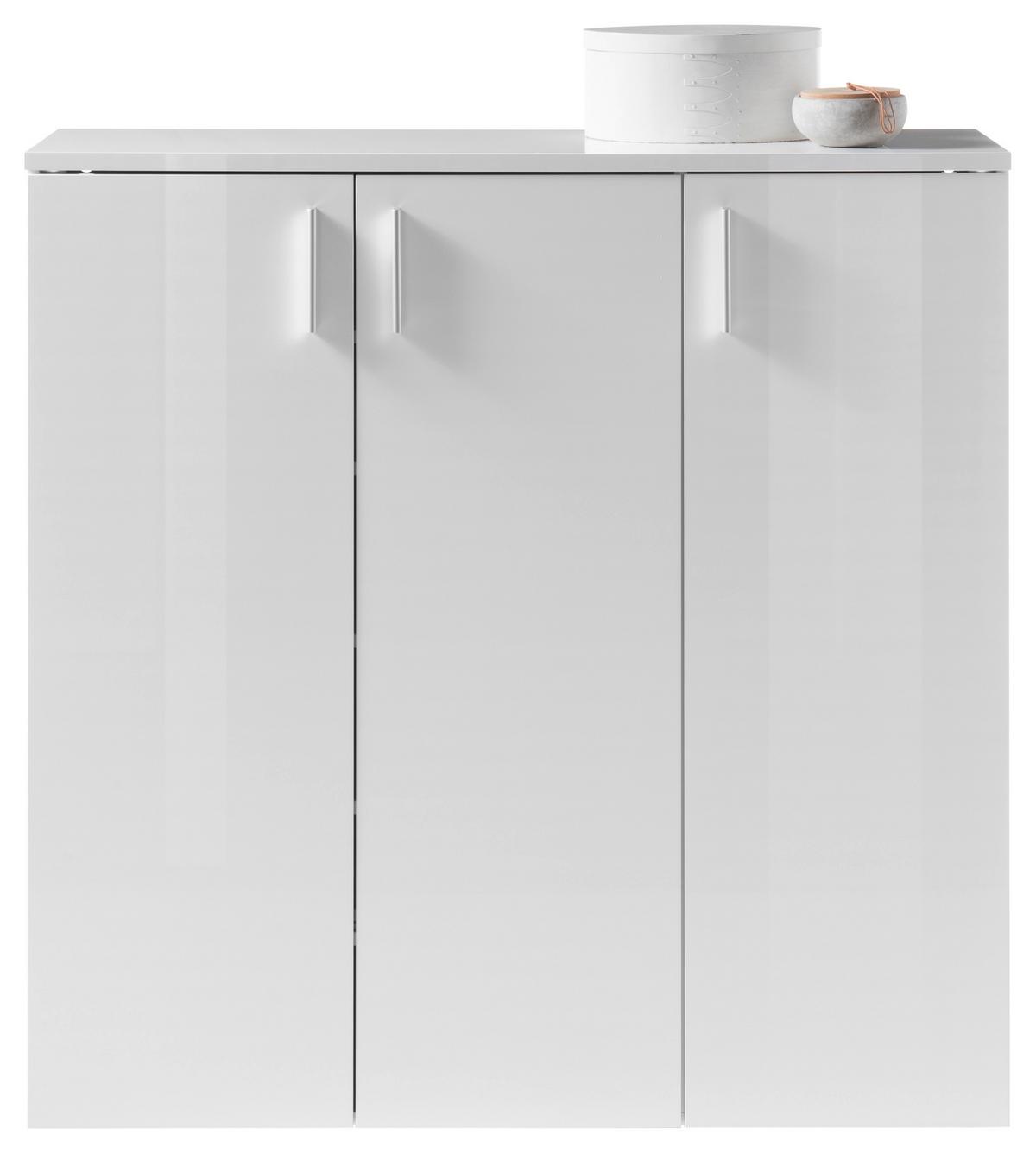 Schuhschrank Lincoln Weiß Dekor 3-Türig B: 120 Cm - Weiß, MODERN, Holzwerkstoff (120/120/35cm) - MID.YOU