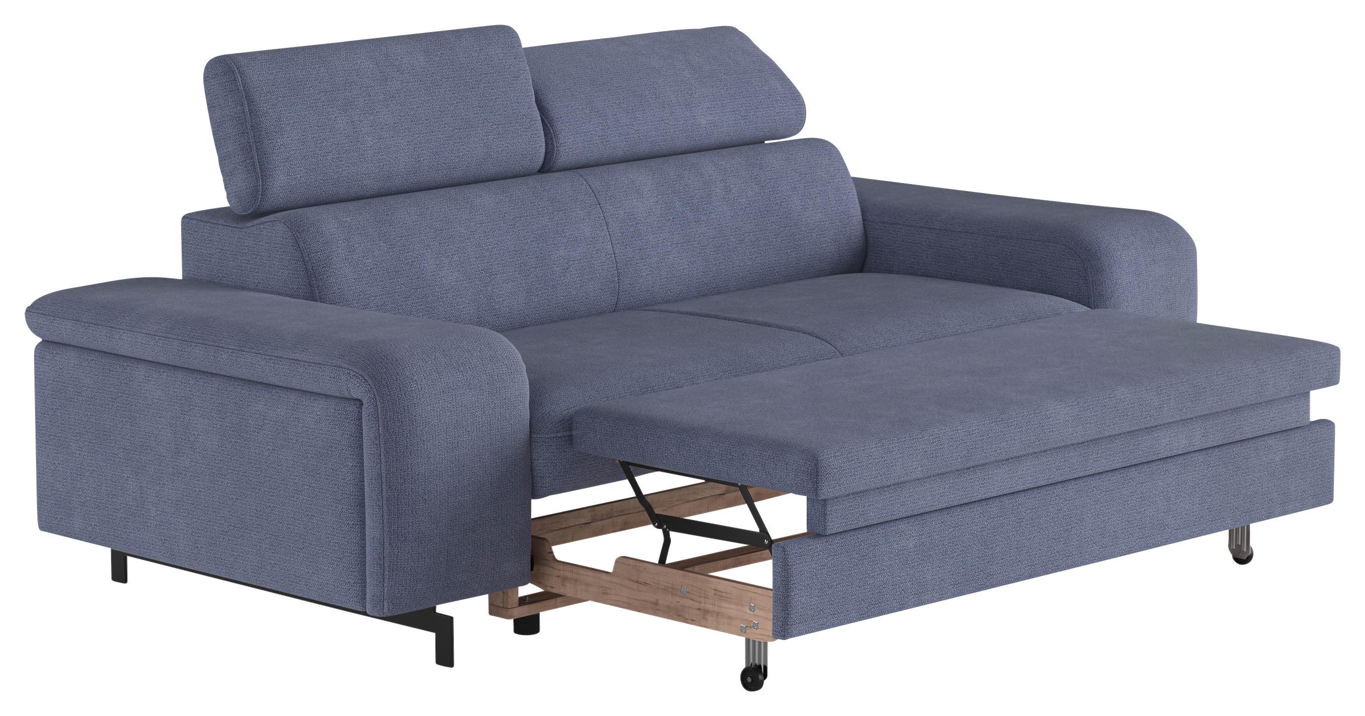 3-Sitzer-Sofa Emma Mit Liegefunktion Blau B: 217 cm - Blau/Schwarz, Textil (217/81/100cm) - MID.YOU