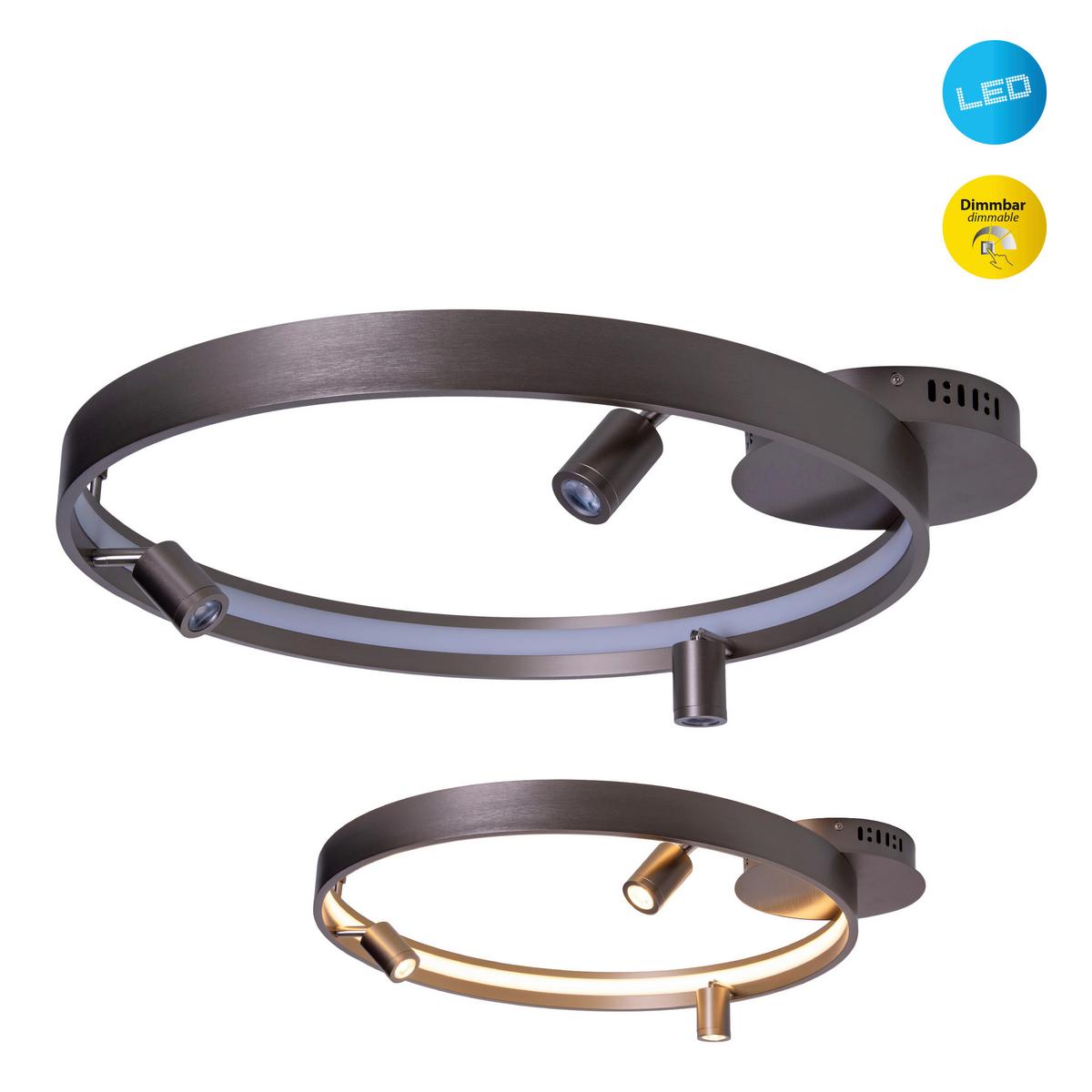 LED-Deckenleuchte Titanfarben, 37w - Titanfarben, KONVENTIONELL, Kunststoff/Metall (65/58/9cm) - Näve