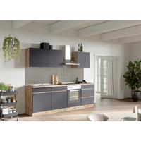 Küchenzeile Turin ohne Geräte 240 cm Grau/Eichefarben - Eiche Wotan/Grau, Design, Holzwerkstoff (240cm) - Held