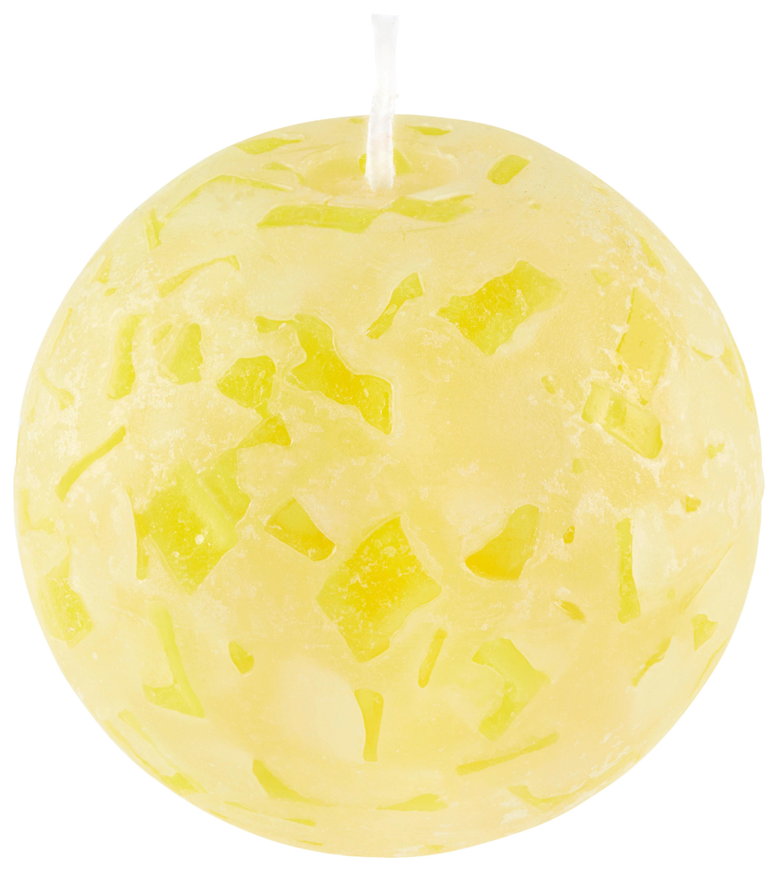Kugelkerze Jess Gelb/ Weiß D: 8 cm - Gelb/Weiß, MODERN, Naturmaterialien (8cm) - Luca Bessoni