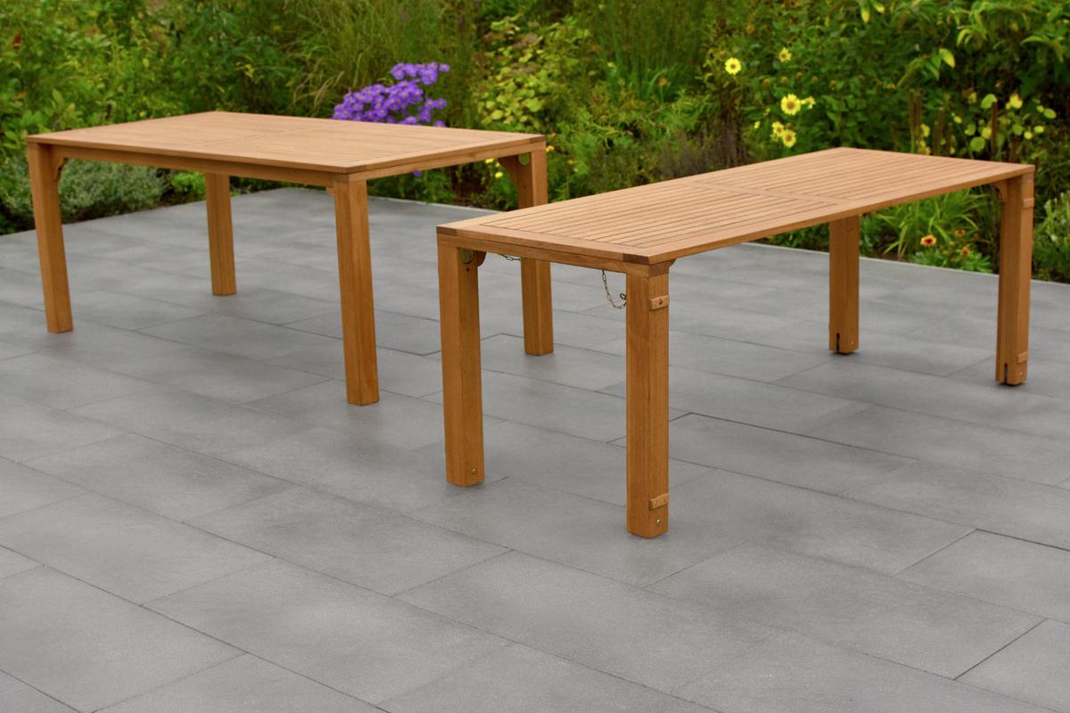 Gartentisch Flex Holz L: 185-370 cm - Braun, KONVENTIONELL, Holz (185/90/76cm) - Gardenson