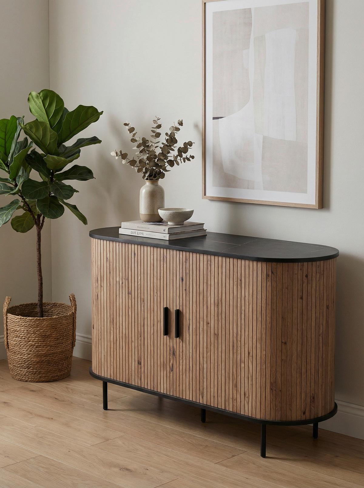 Sideboard Kajsa Schwarz/Artisan Dekor B: 120cm - Schwarz/Eiche Artisan, Trend, Holzwerkstoff (120/80/40cm)