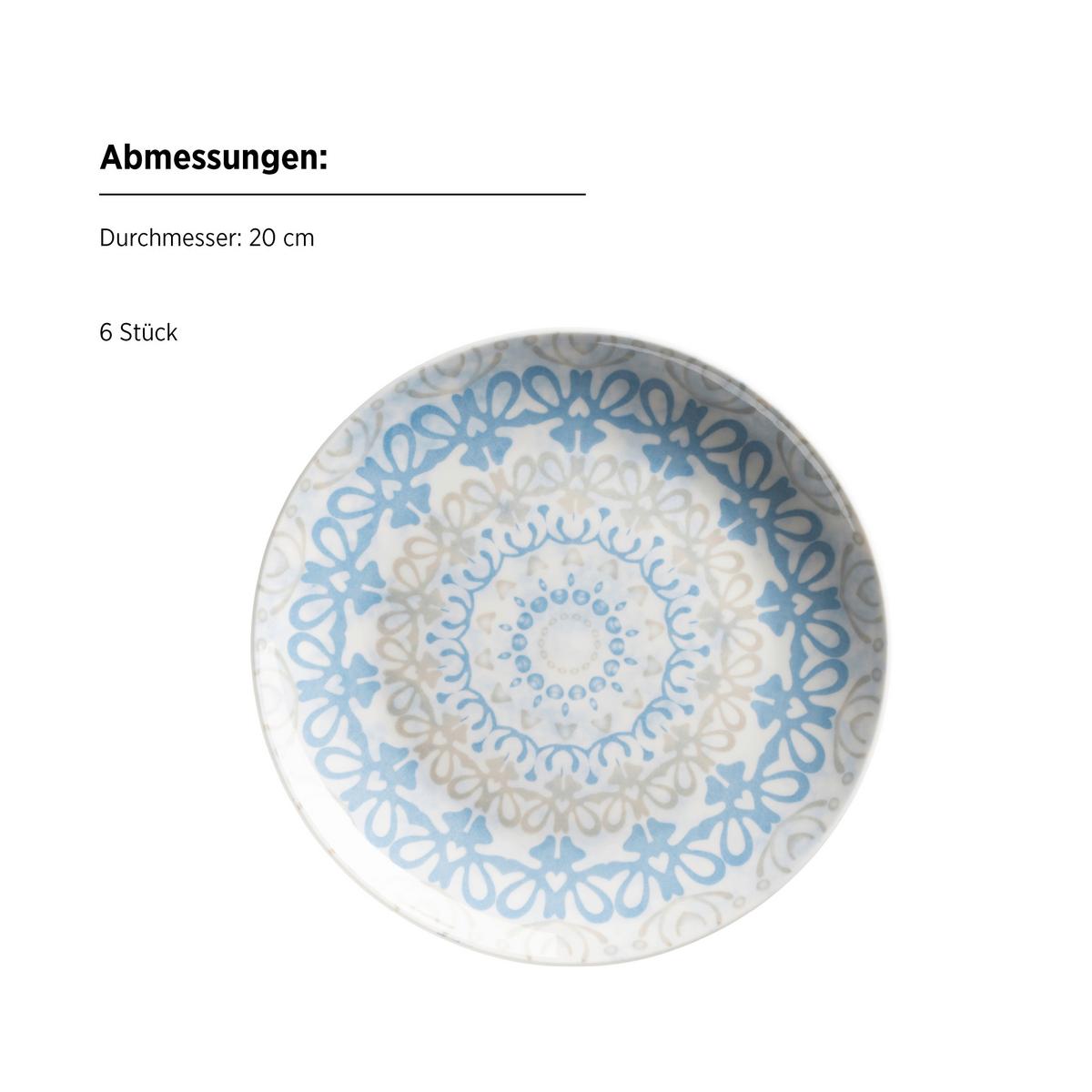 Tellerset 18 -Teilig. Blau/Weiß/Beige - Blau/Beige, Basics, Keramik - Mäser