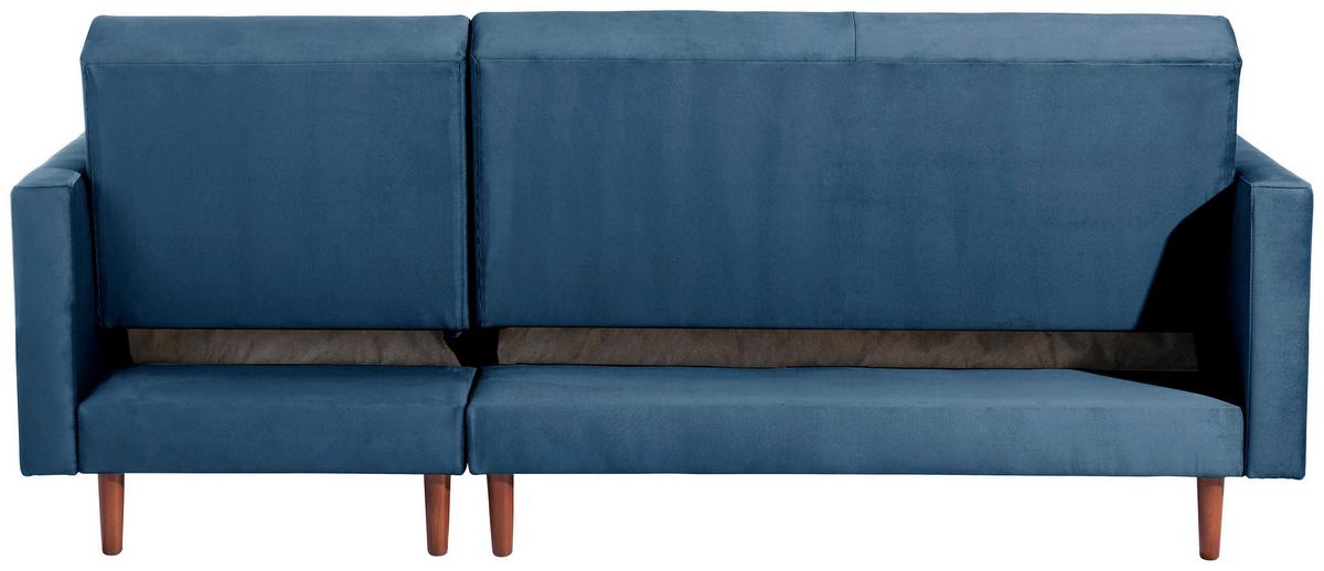 Ecksofa Mit Schlaffunktion Easy Relax Dunkelblau Samt - Eschefarben/Dunkelblau, Design, Textil (223/152cm) - Max Winzer