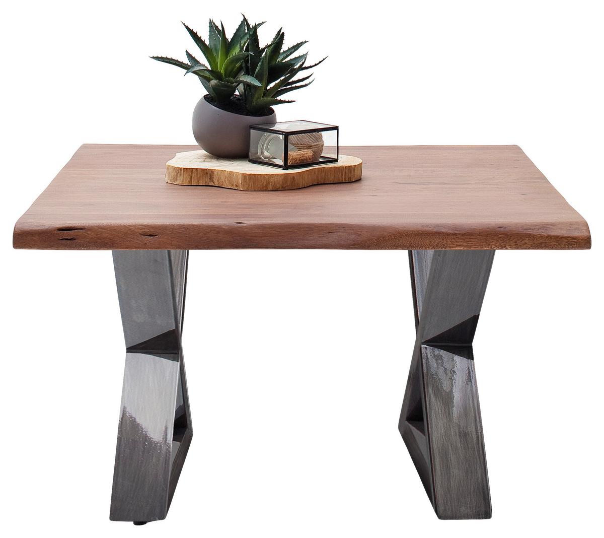 Couchtisch Holz Mit Massiver Tischplatte Cartagena, Akazie - Walnussfarben/Nickelfarben, MODERN, Holz/Metall (75/45/75cm)
