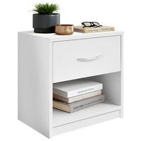 Nočný stolík BASE biela - biela/strieborná, Basics (39/41/28cm)